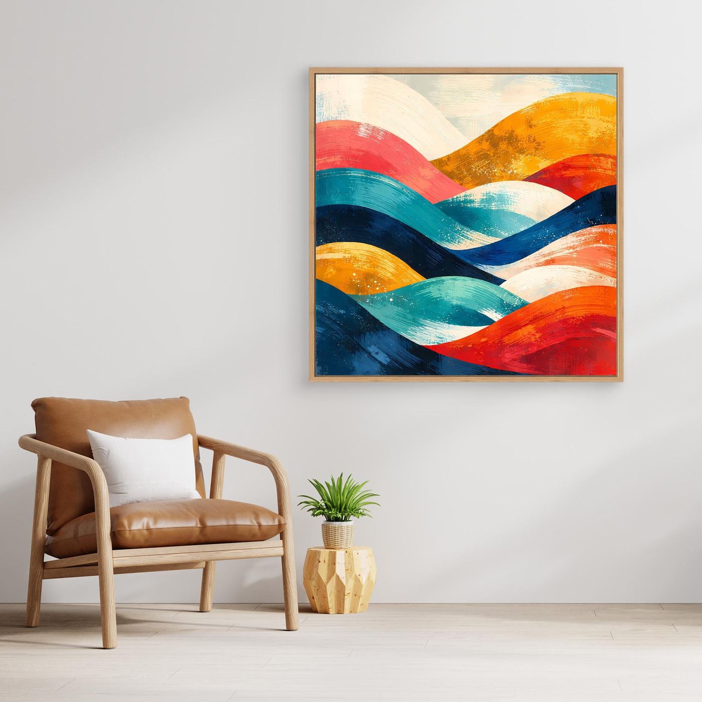 Leinwand Abstrakte Farbenfrohe Hügellandschaft | Modernes Wandbild auf Holz-Keilrahmen