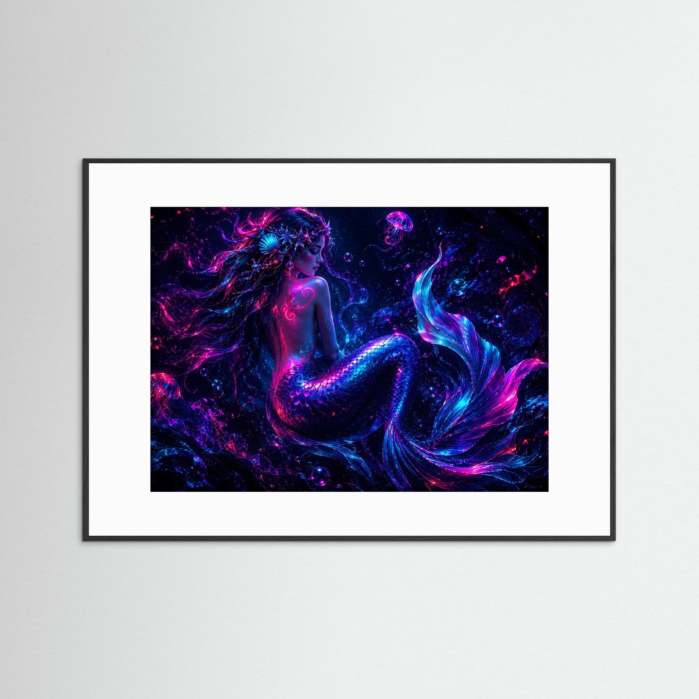 Neon Meerjungfrau | Mystische Unterwasserwelt in Pink & Blau