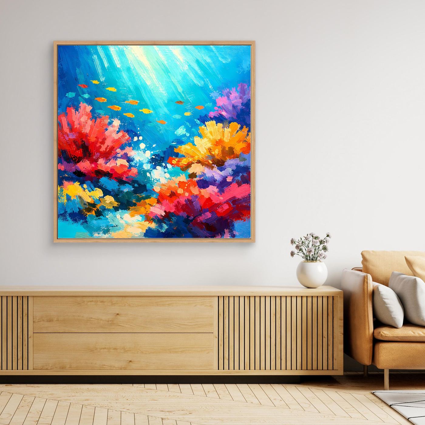 Leinwand Abstraktes Korallenriff Unterwasser | Modernes Ozean Wandbild Bunt
