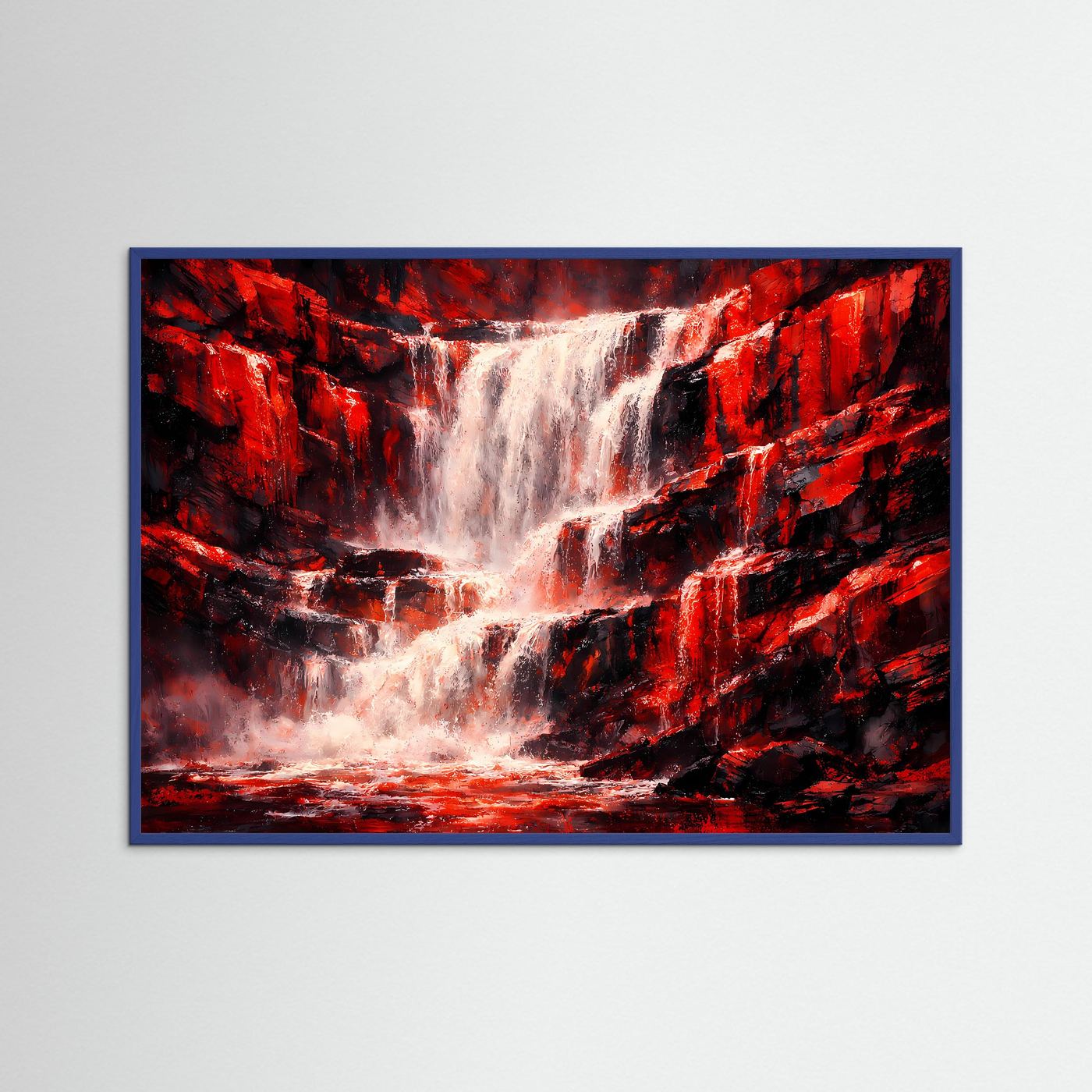 Dramatischer roter Wasserfall | Gewaltige Natur & Felsen Poster Querformat