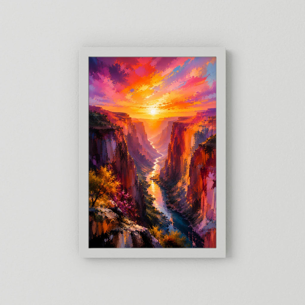 Leuchtender Canyon | Farbenfroher Sonnenuntergang über Schlucht | Poster Hochformat