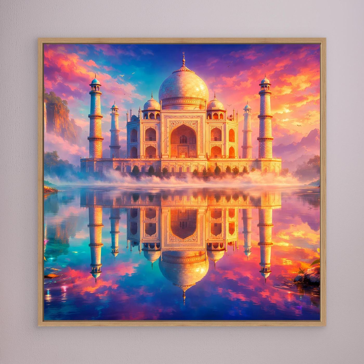 Leinwandbild Magisches Taj Mahal | Orientalisches Palast Wandbild auf echtem Holzkeilrahmen