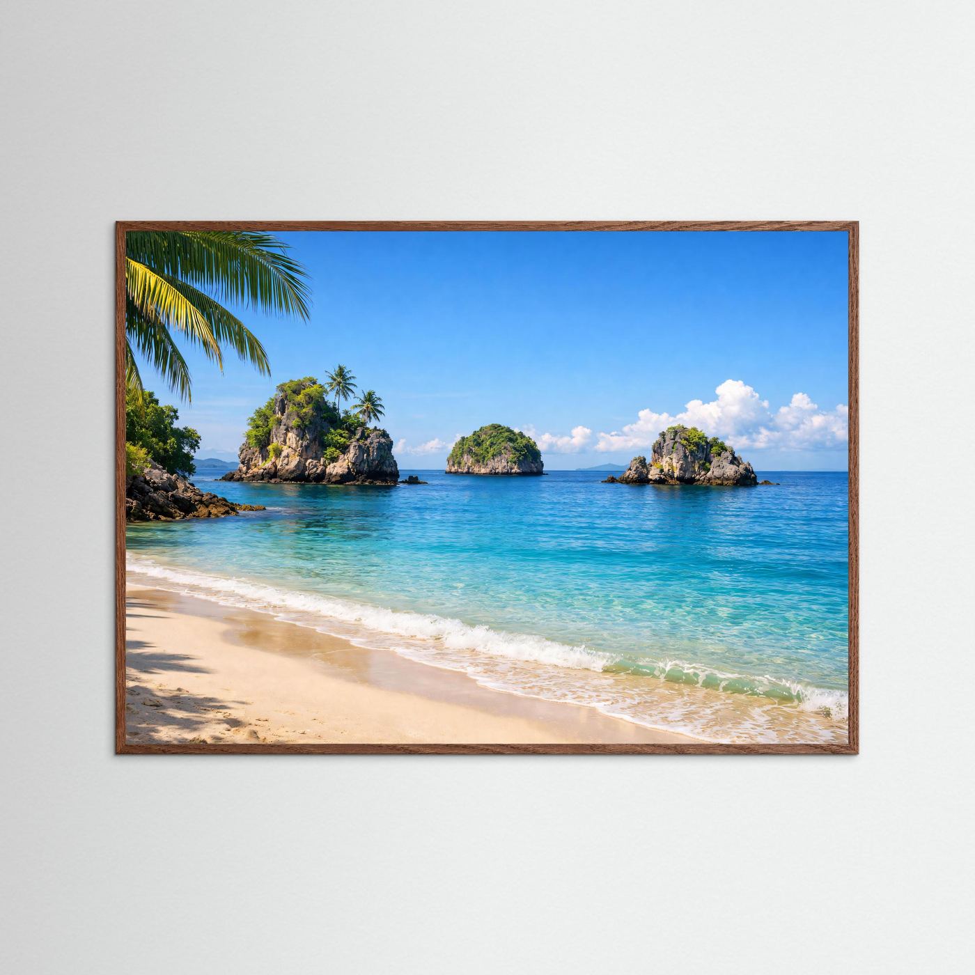 Tropischer Traumstrand mit Palmeninseln | Südsee & Ozean Poster Querformat