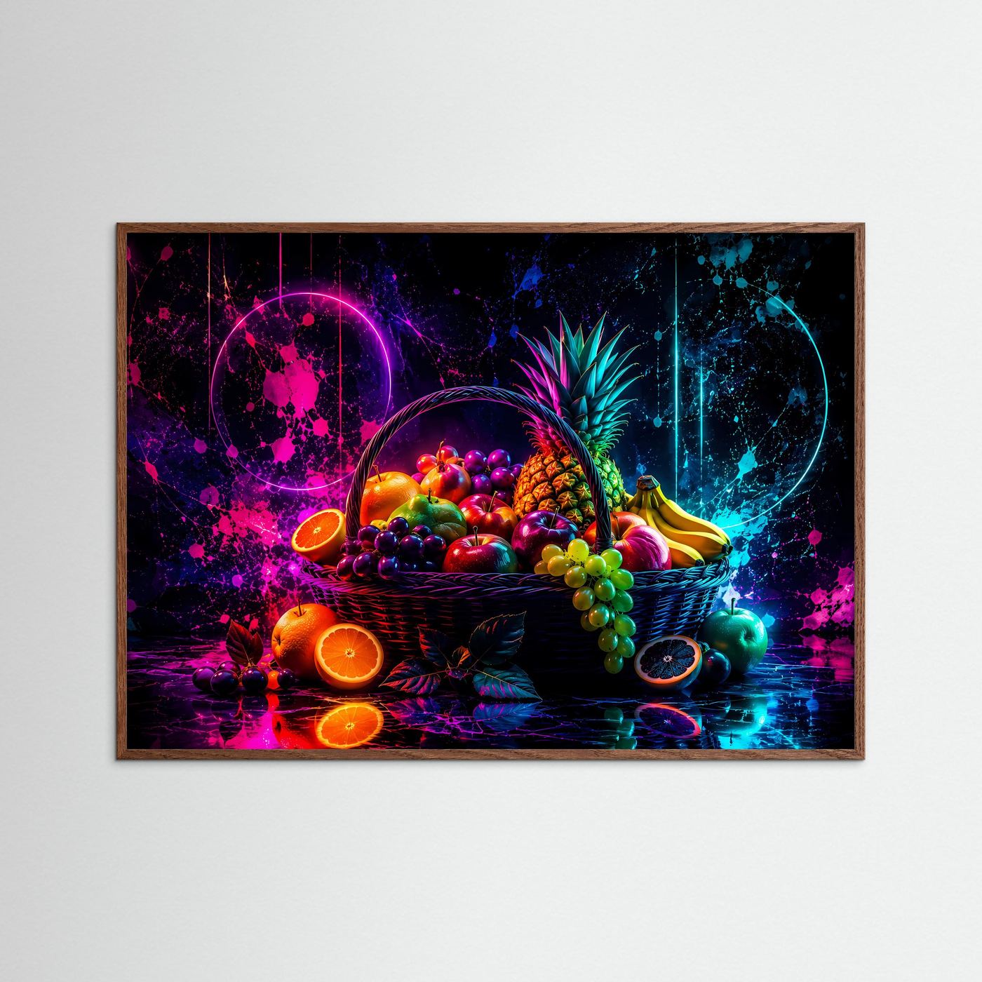 Neon Obstkorb in leuchtenden Farben | Moderne Pop Art mit Früchten