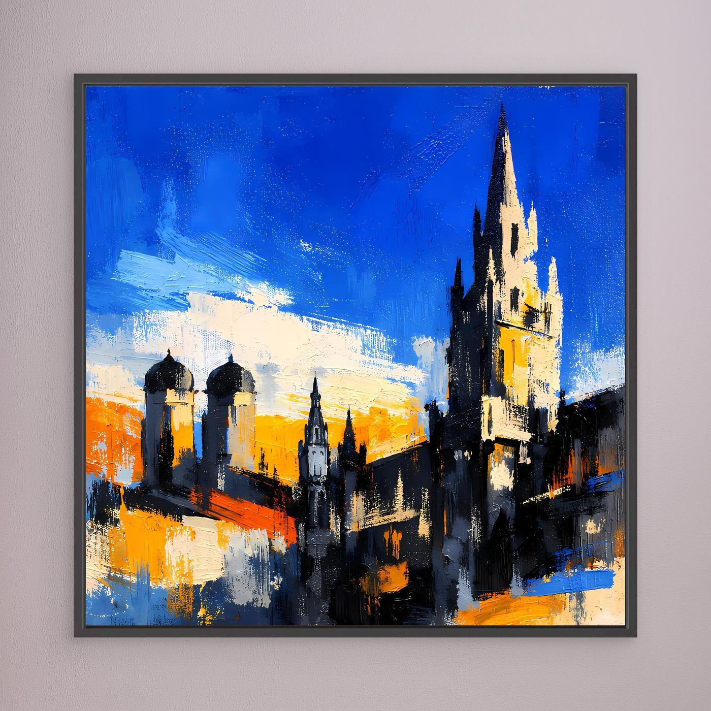 Leinwand Historische Stadtkulisse bei Sonnenuntergang | Abstraktes Architektur Wandbild