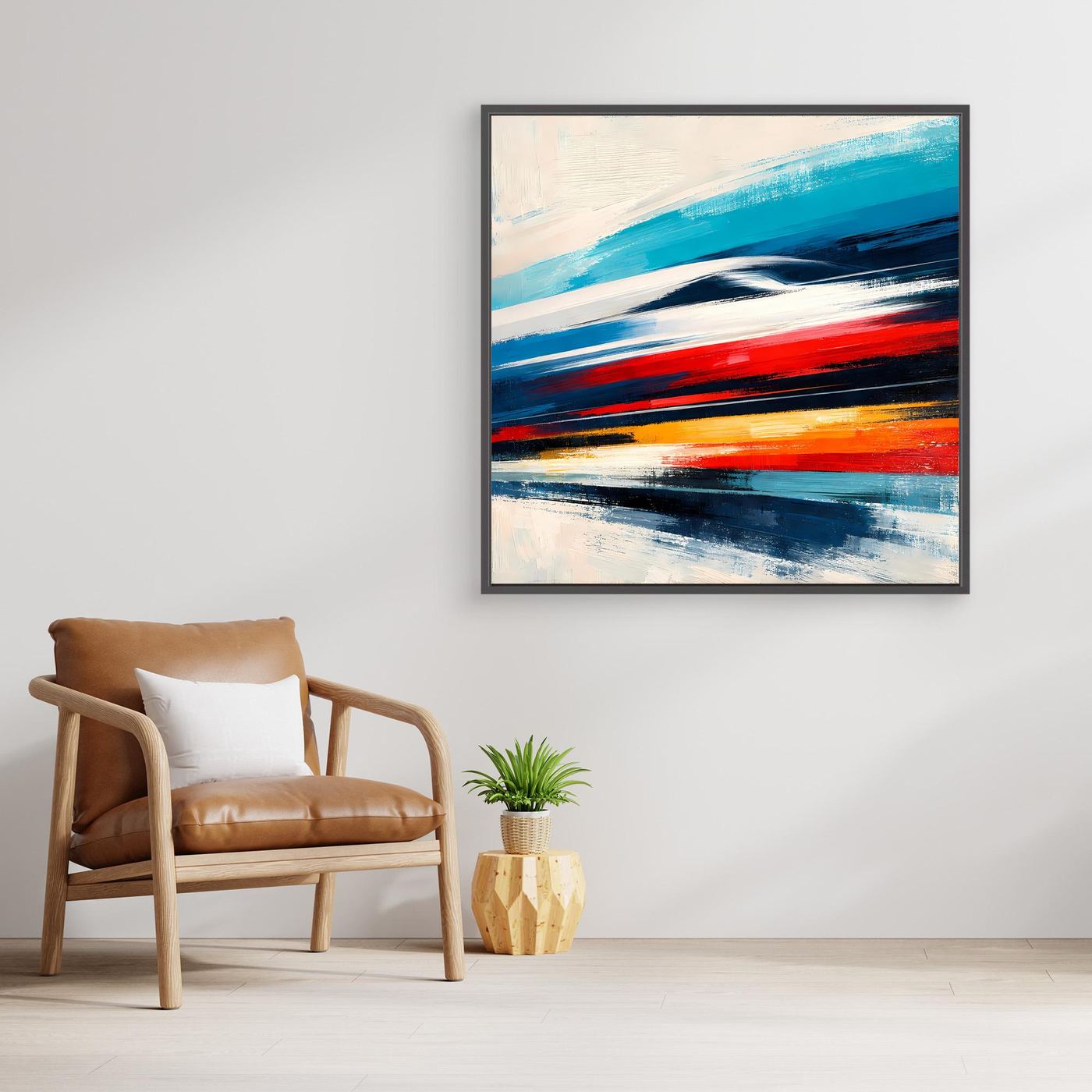 Leinwand Dynamischer Hochgeschwindigkeitszug | Abstraktes Wandbild auf echter Leinwand