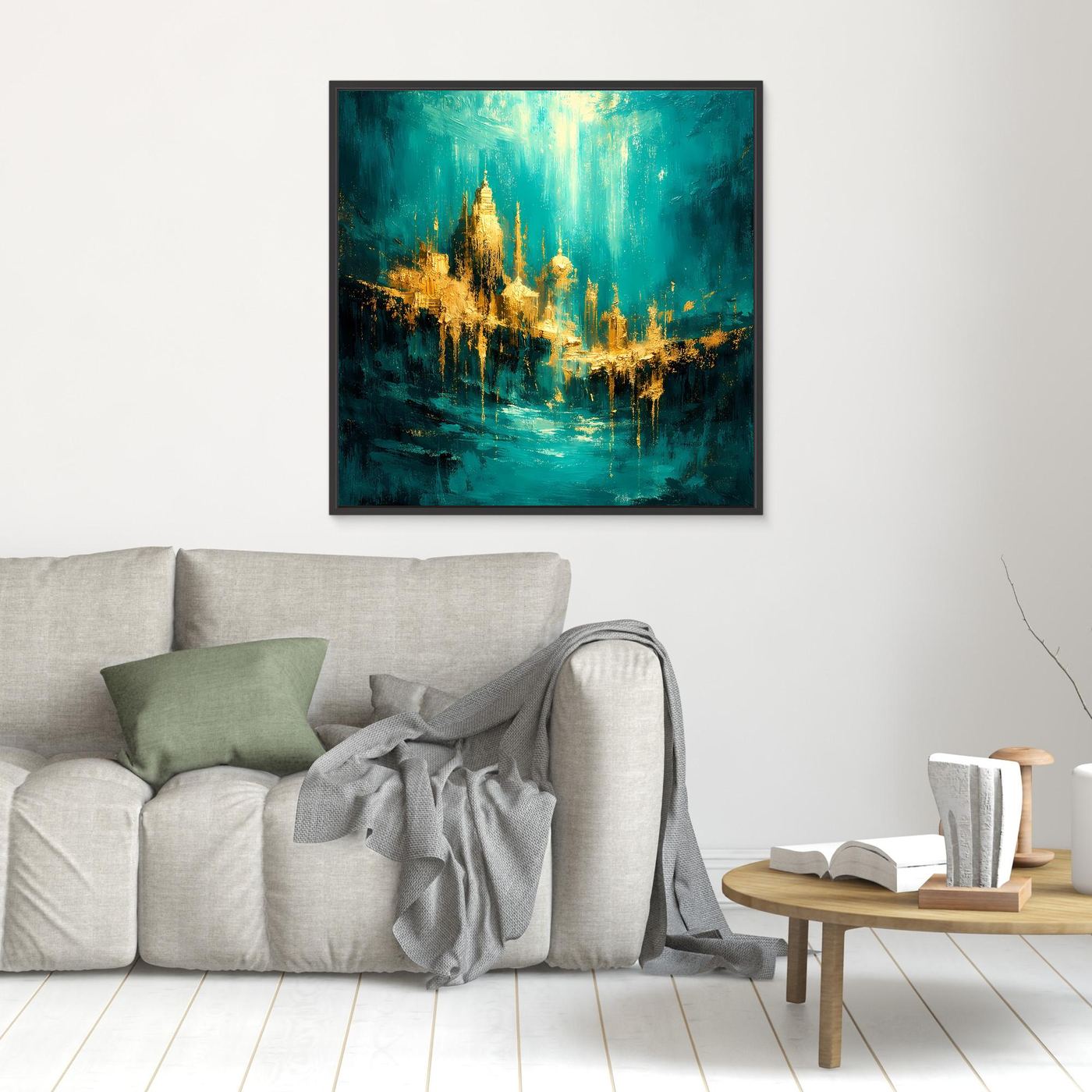 Leinwand Magische Goldene Stadt Atlantis | Abstraktes Unterwasser Wandbild