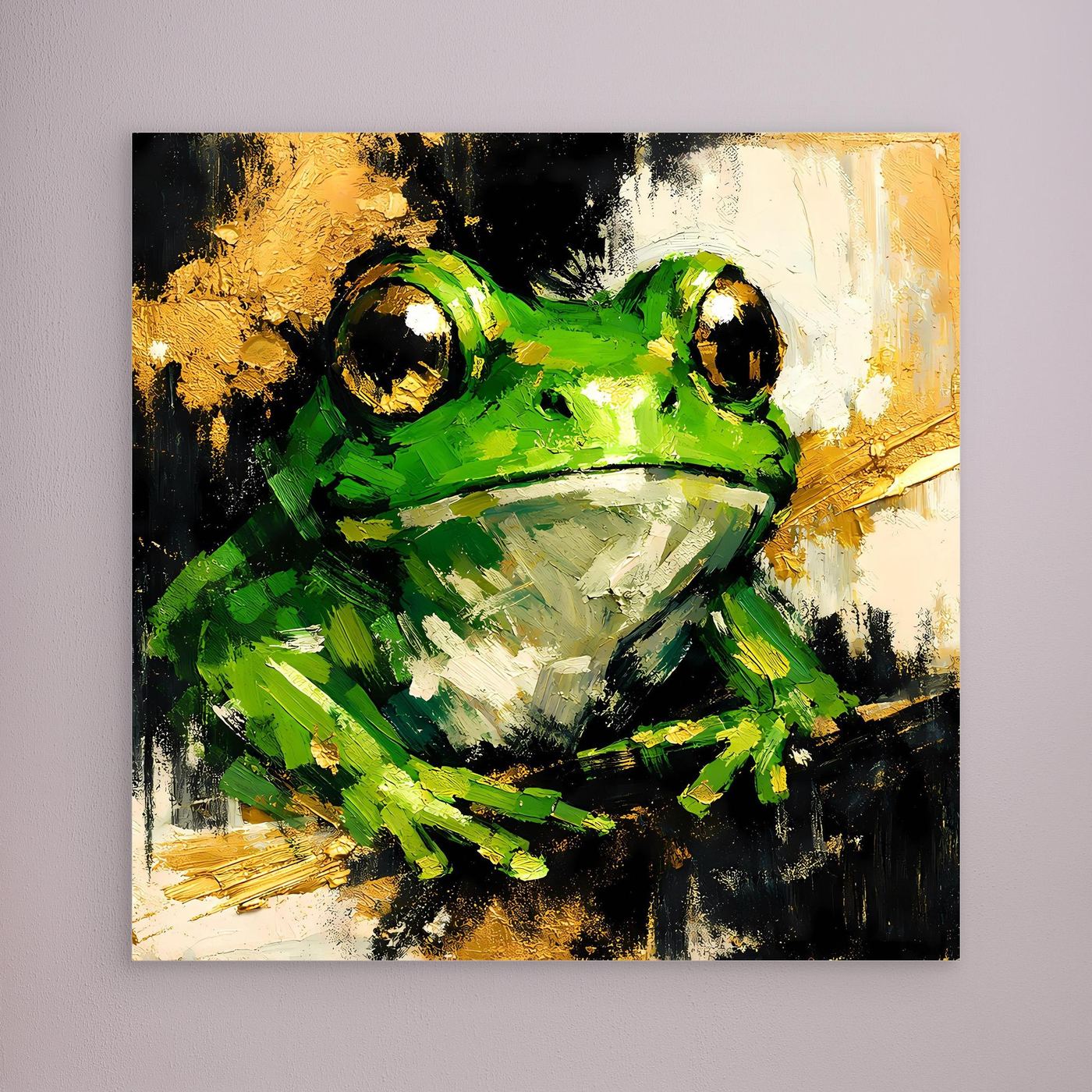 Leinwand Farbenfroher Grüner Frosch | Abstraktes Tier Wandbild