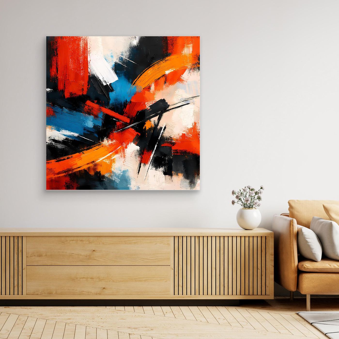 Leinwandbild Abstrakte Farbexplosion | Modernes Expressionistisches Wandbild auf echtem Holzkeilrahmen