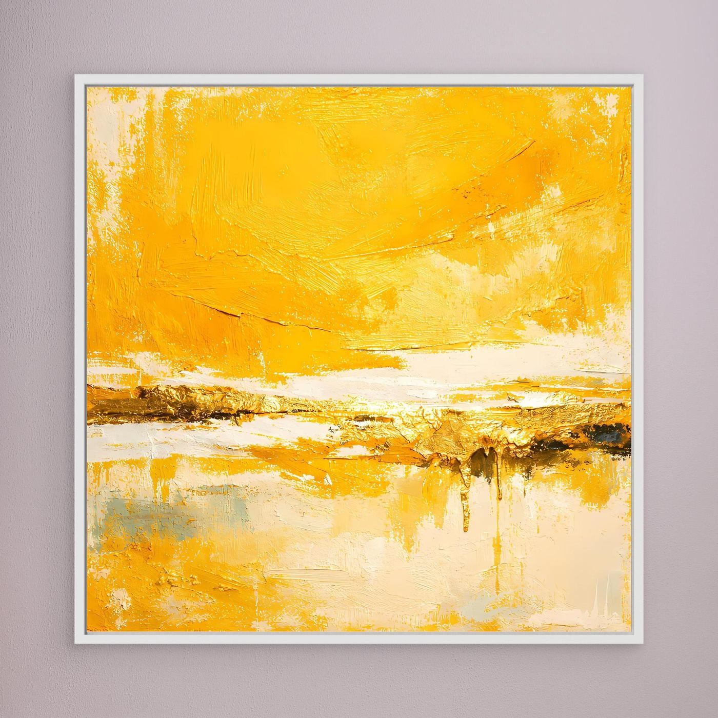 Leinwand Abstraktes Gemälde in Sonnengelb und Gold | Modernes Abstraktes Wandbild