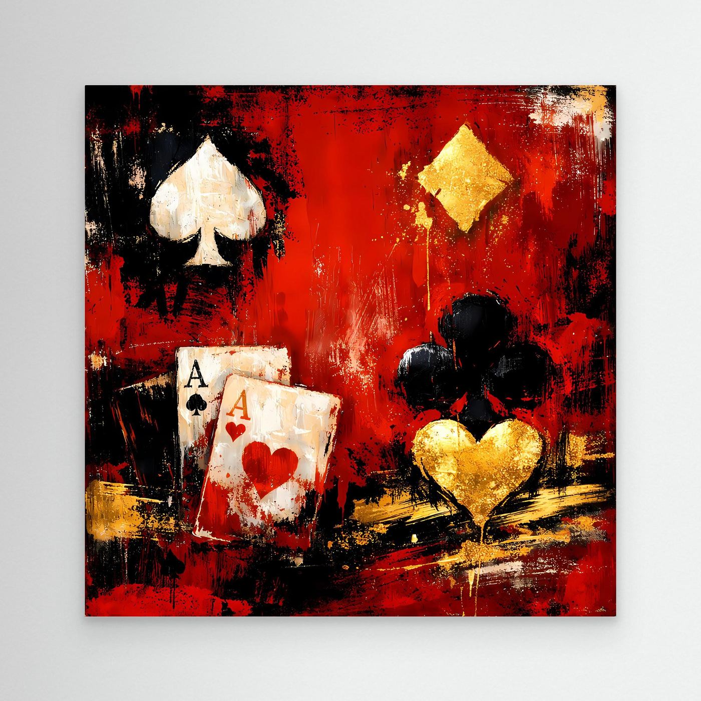Leinwand Abstraktes Poker-Design mit Assen | Modernes Spielkarten Wandbild Kunst