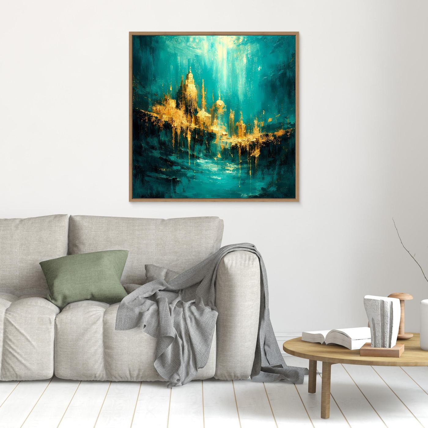 Leinwand Magische Goldene Stadt Atlantis | Abstraktes Unterwasser Wandbild