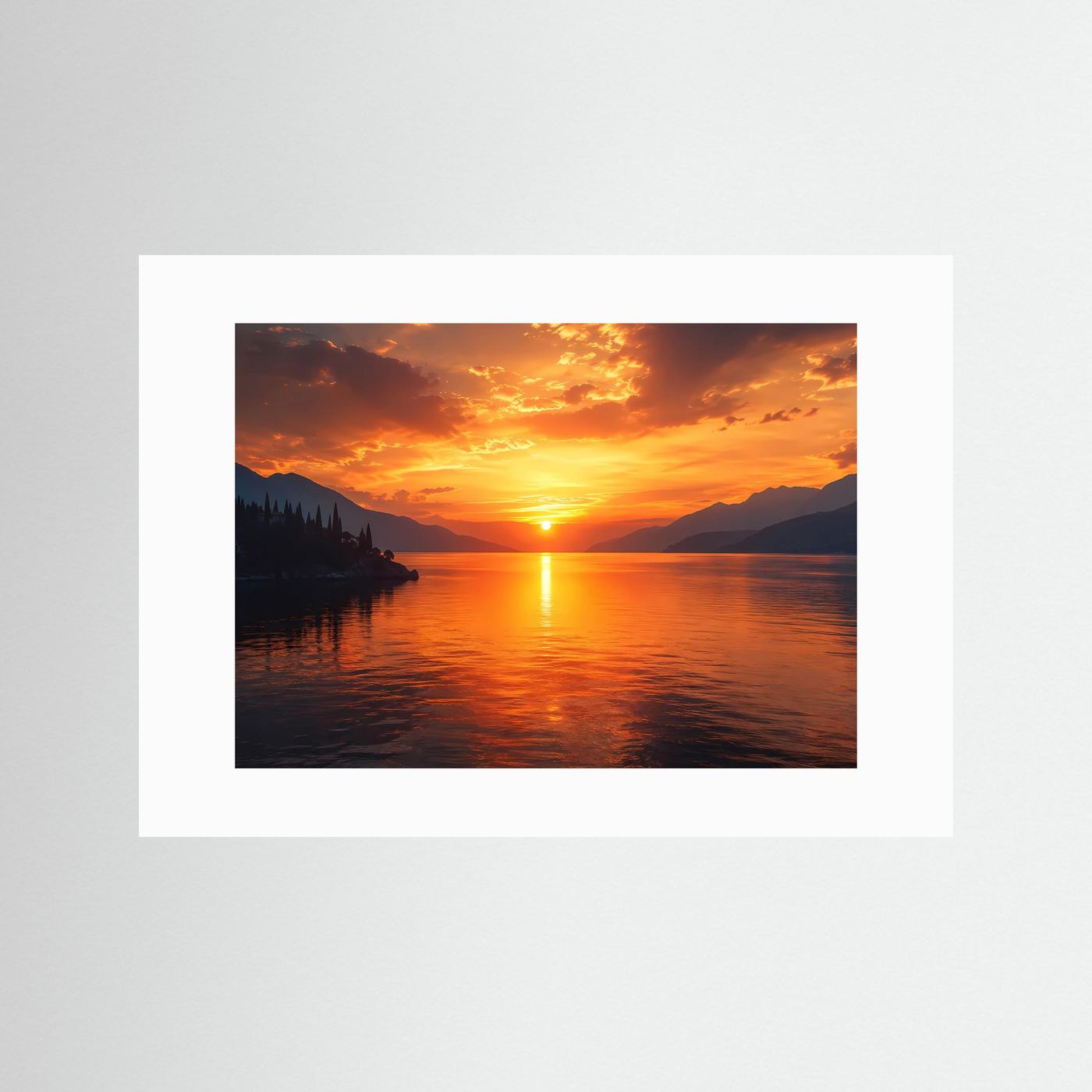 Goldener Abend am See | Romantisches Sonnenuntergang Panorama Poster