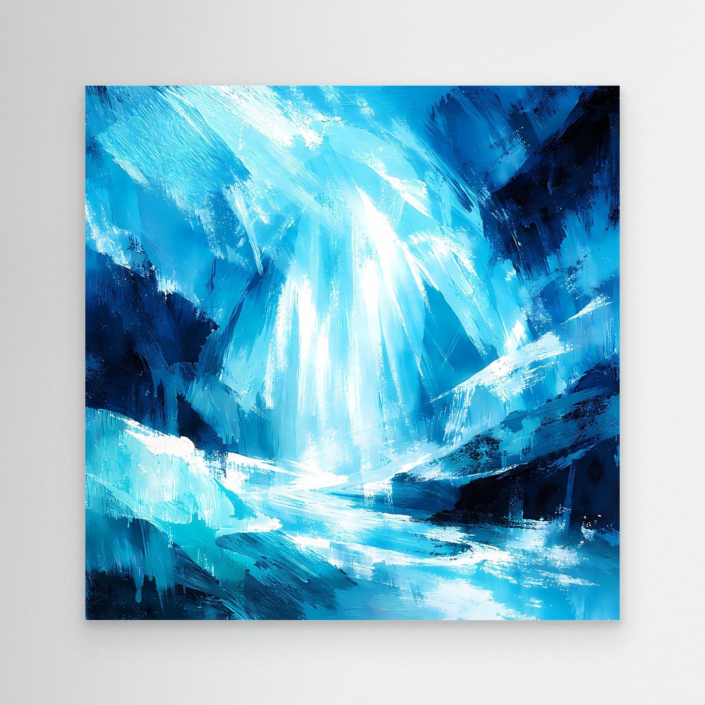 Leinwand Magischer Eiswasserfall | Abstraktes Natur Fantasy Wandbild