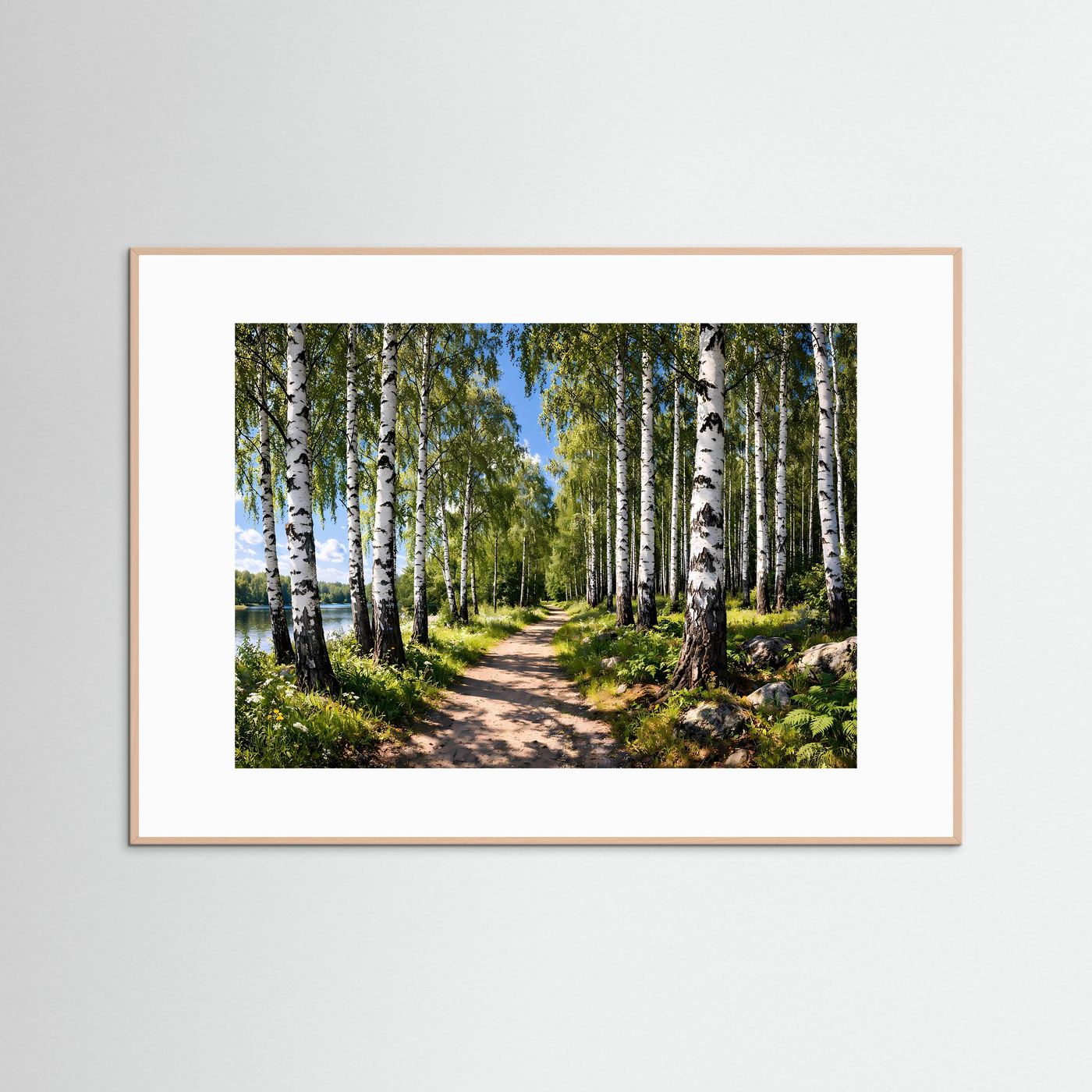 Lichter Birkenwald am Seeufer | Natur & Weg Poster Querformat