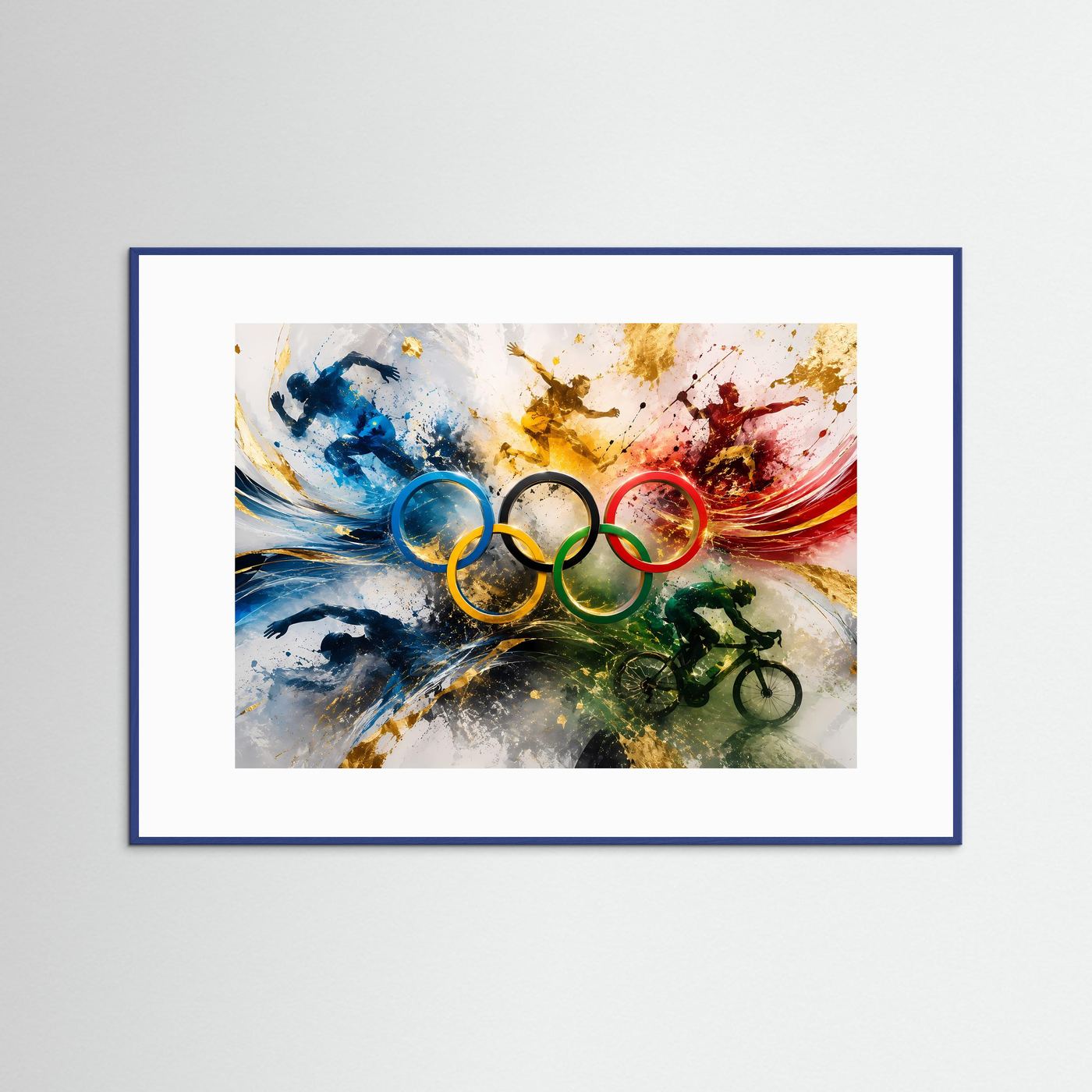 Dynamische Sportmomente & Olympische Ringe | Modernes Wandbild & Kunst-Poster
