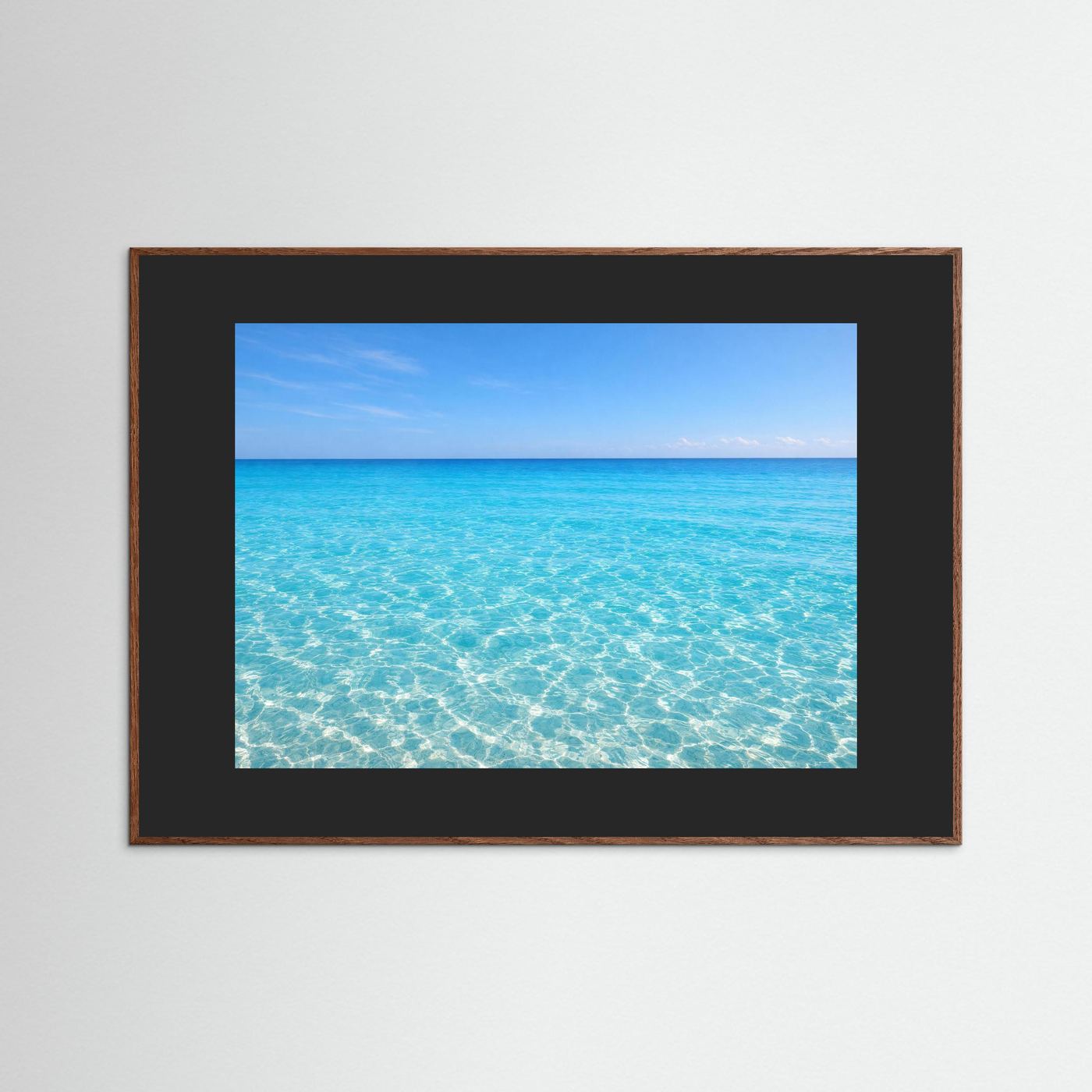 Wandposter mit Meerblick im dunklen Holzrahmen