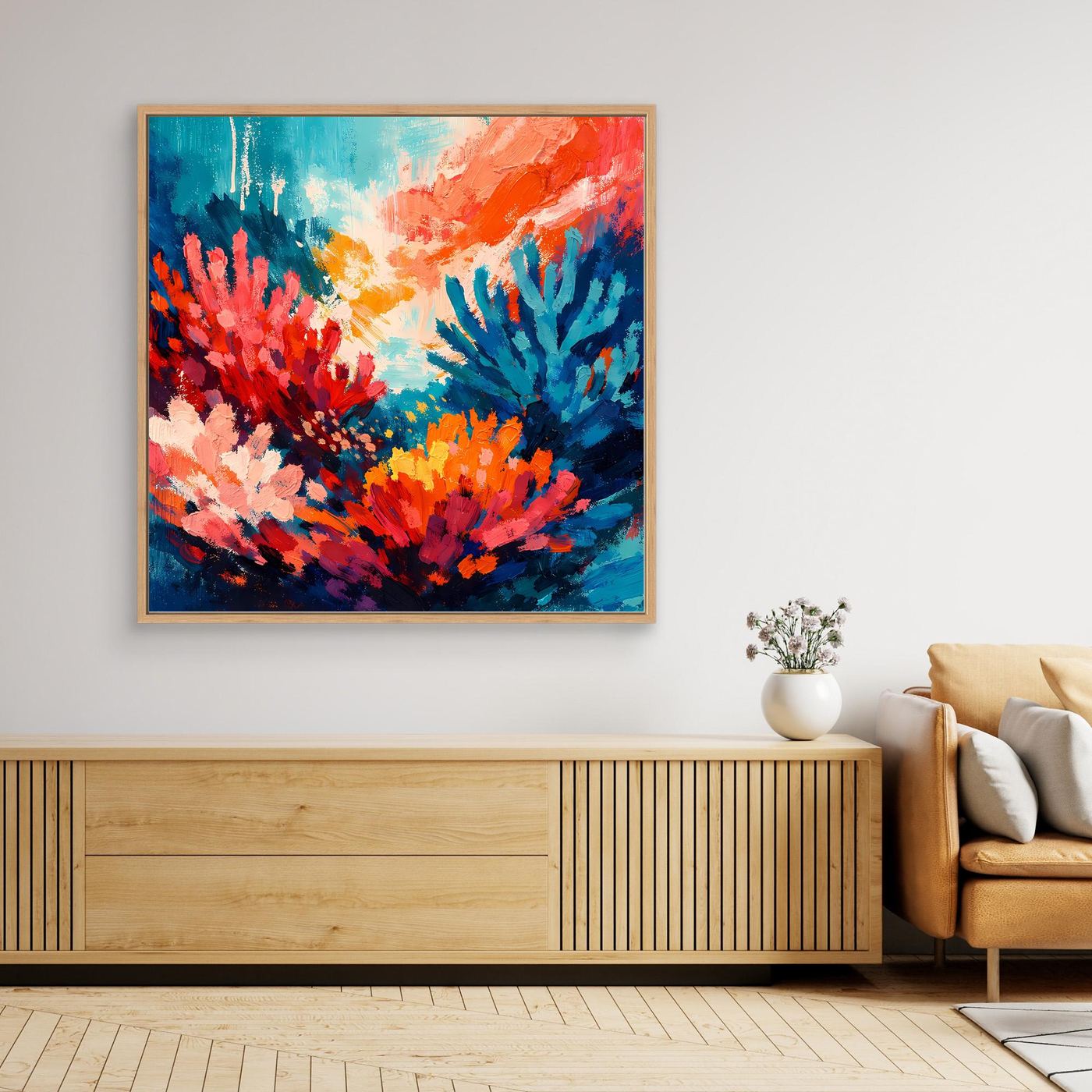 Leinwand Abstraktes Korallenriff im Farbenrausch | Modernes Unterwasser Wandbild