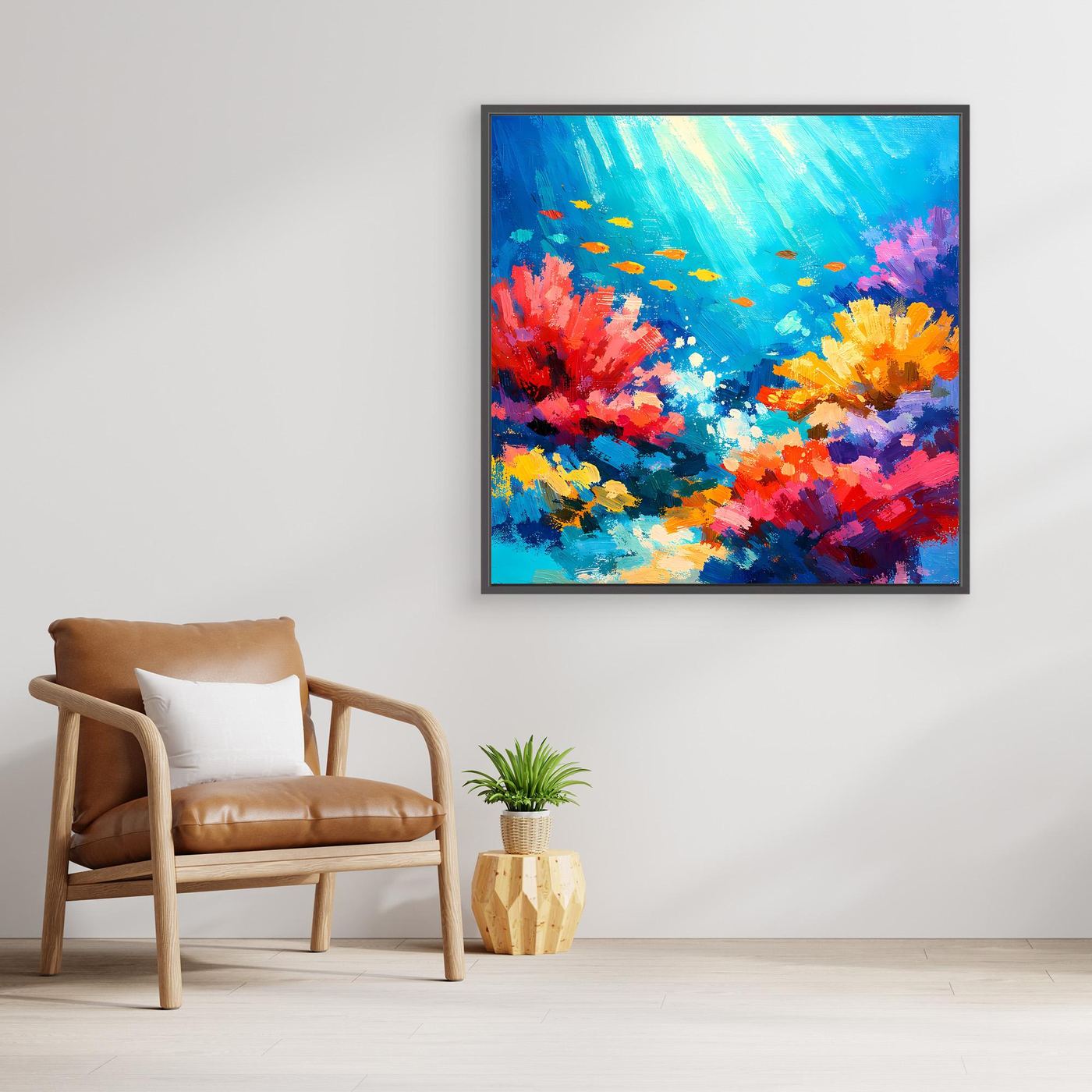 Leinwand Abstraktes Korallenriff Unterwasser | Modernes Ozean Wandbild Bunt