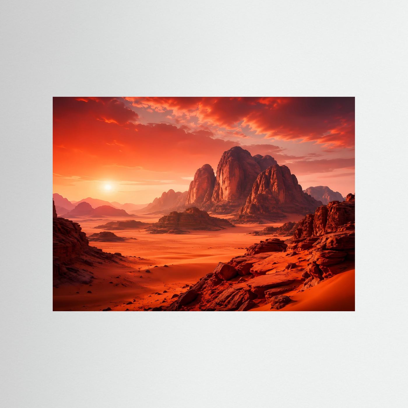 Feuriger Sonnenuntergang im Wadi Rum | Wüste & Jordanien Natur Poster