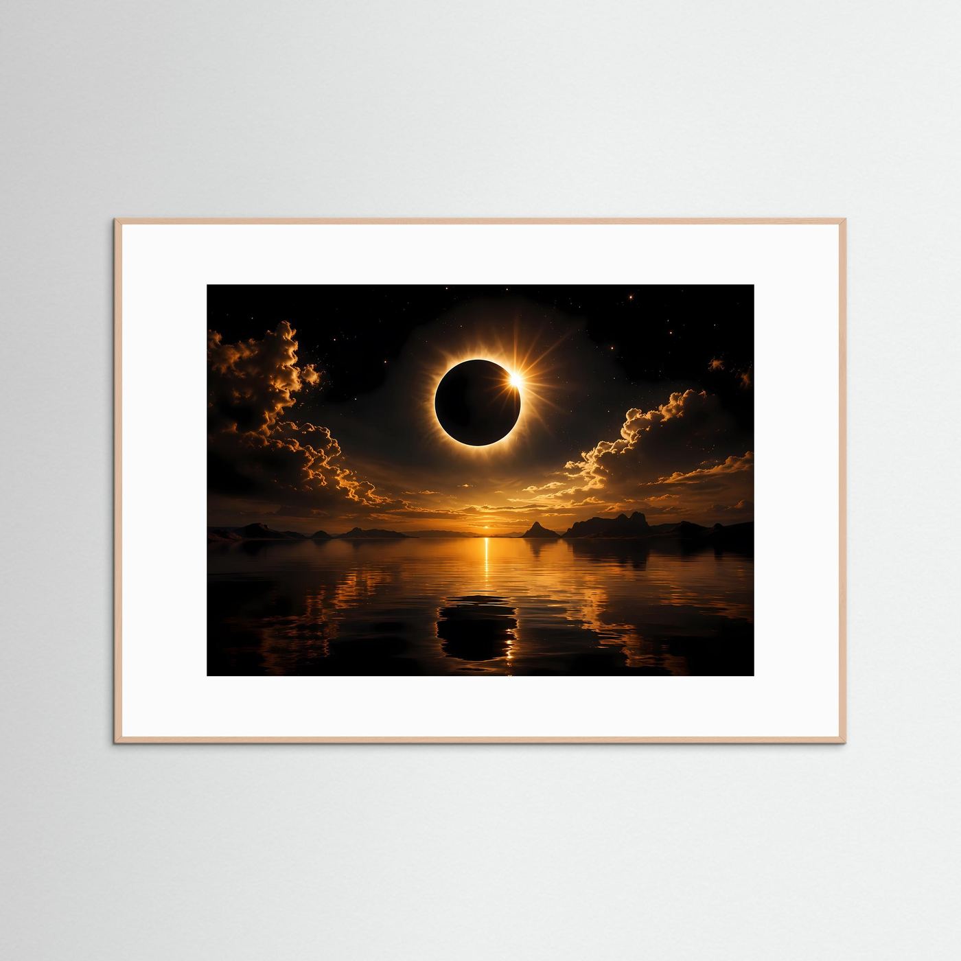 Faszinierende Sonnenfinsternis über dem See | Kosmos & Natur Poster