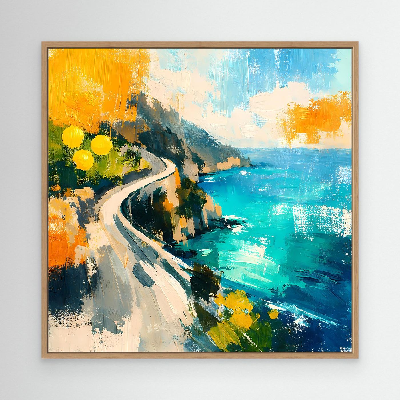 Leinwand Malerische Küstenstraße am Meer | Abstraktes Amalfi Wandbild