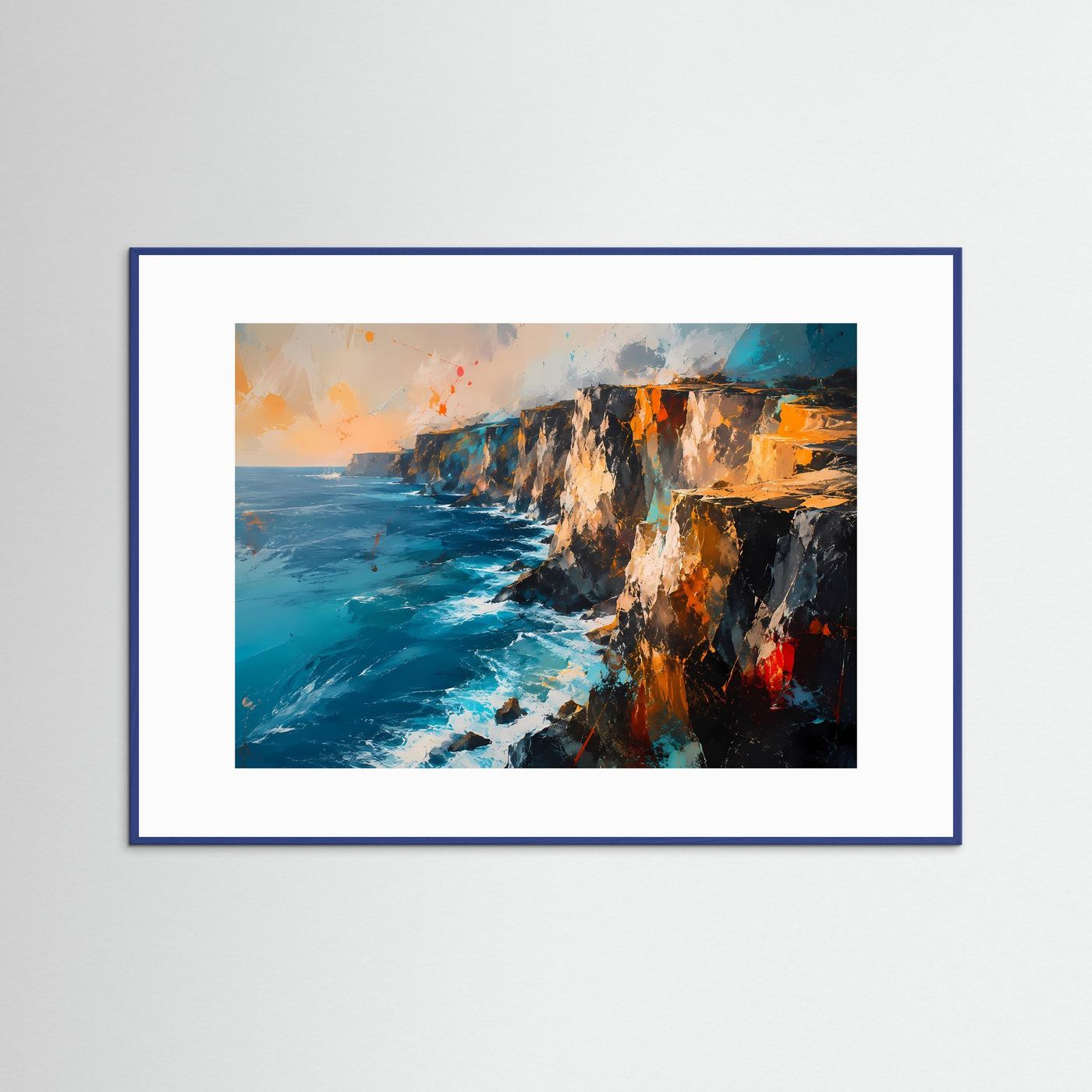 Dramatische Klippen am Ozean | Modernes Küsten & Meereslandschaft Poster im Querformat