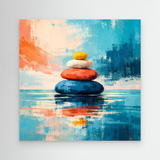 Leinwandbild Gestapelte Zen-Steine | Abstraktes Meditationsbild