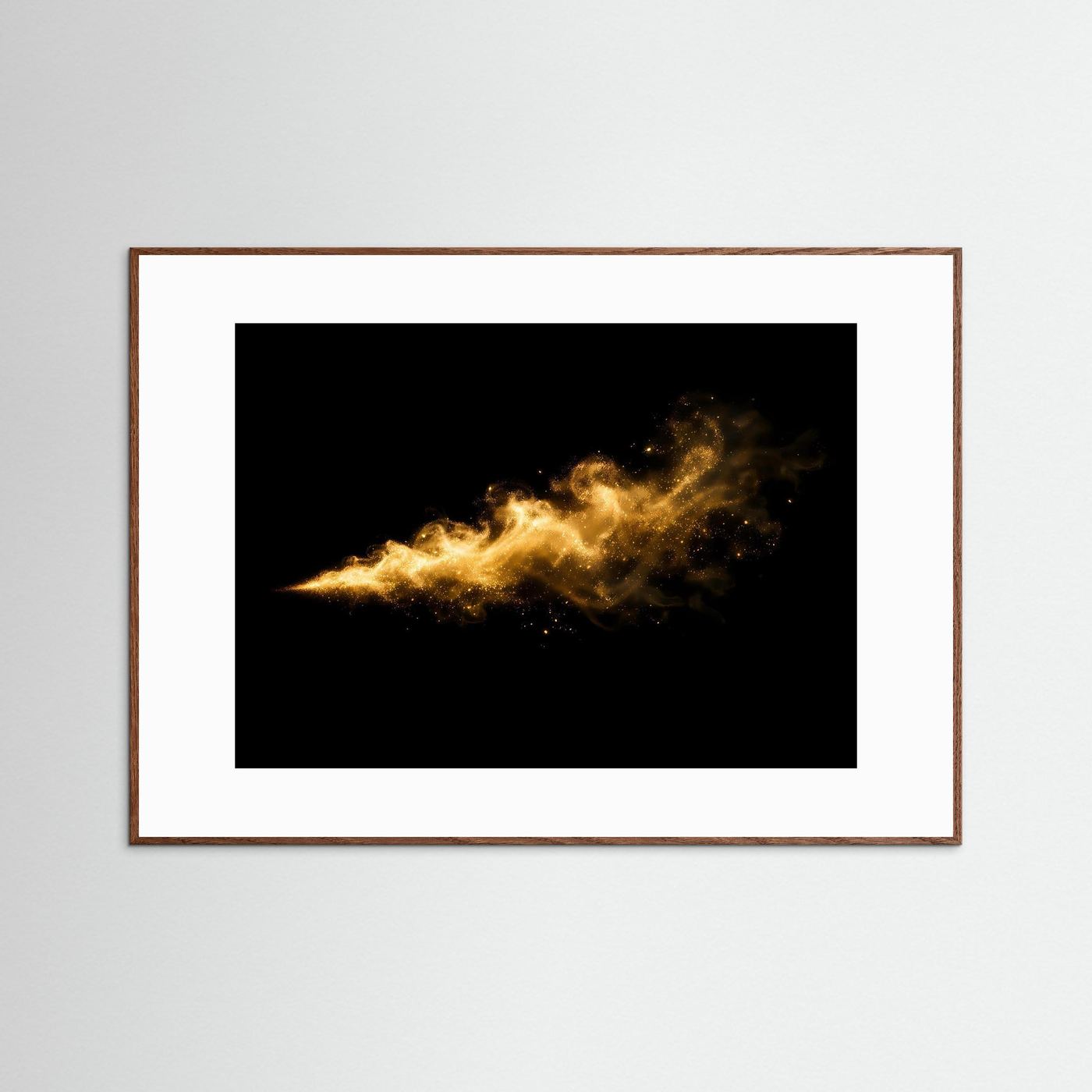 Eleganter Goldstaub im Rauchwirbel | Abstraktes Luxus Poster Querformat