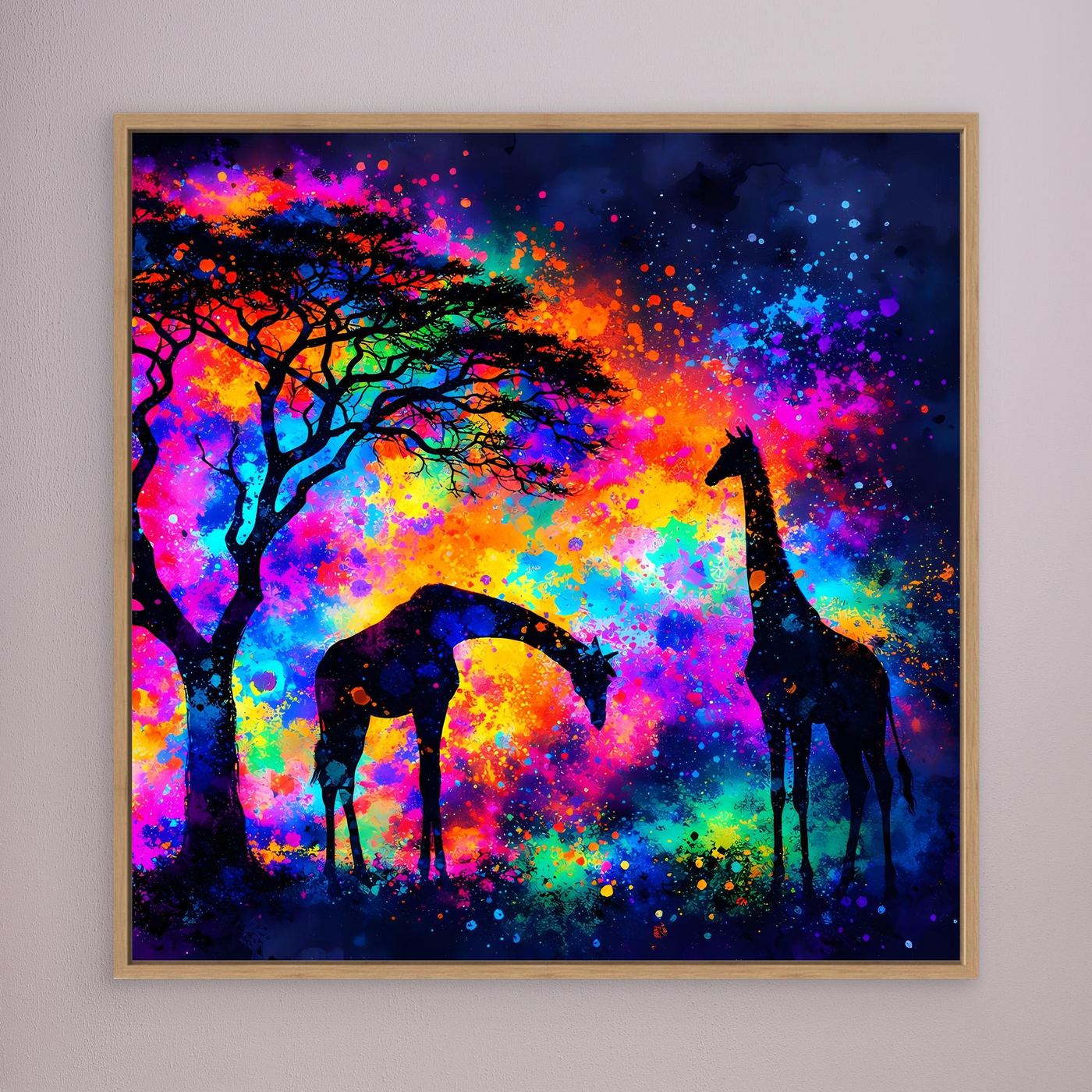 Leinwandbild Magische Afrikanische Savanne | Abstraktes Giraffen Wandbild auf Keilrahmen