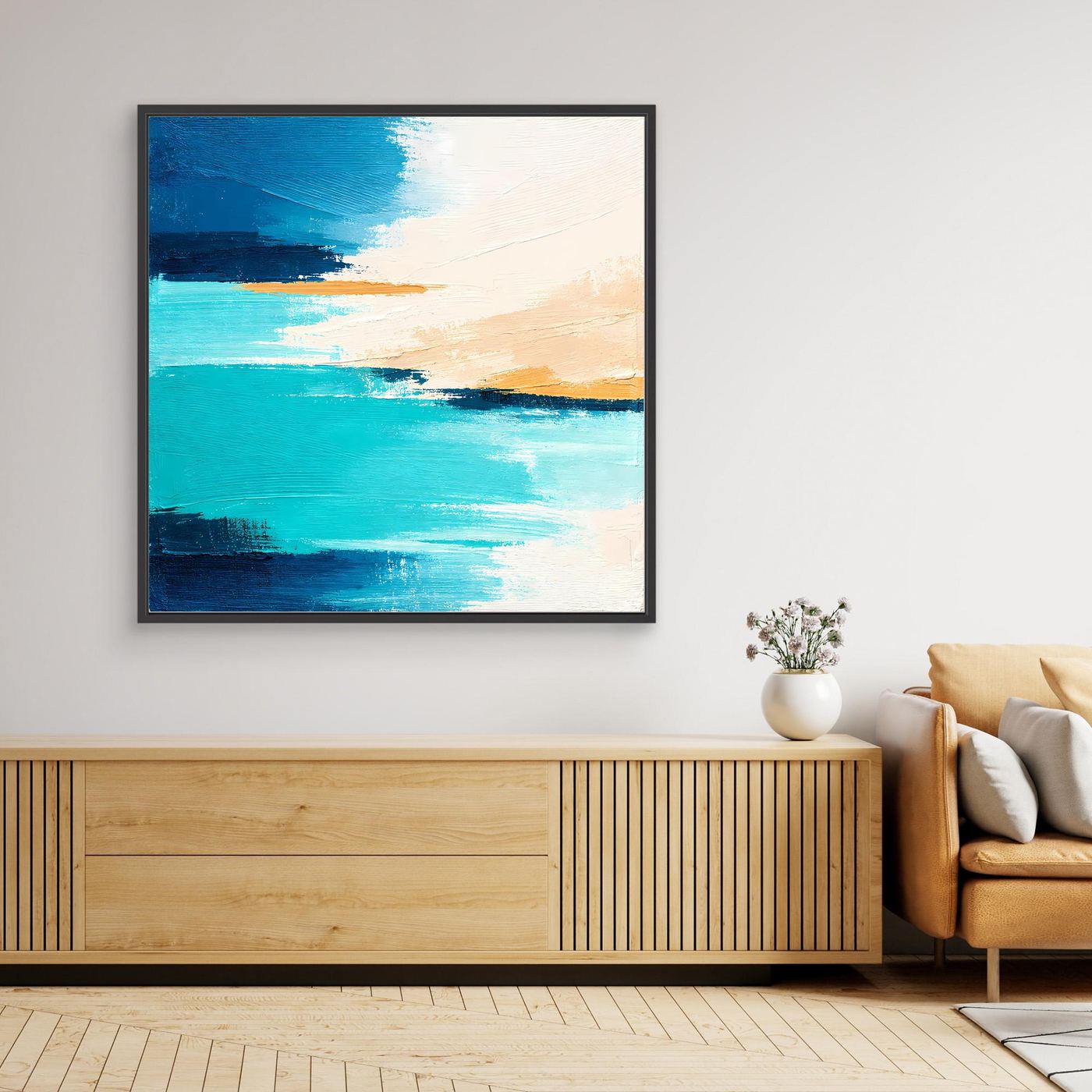 Leinwand Abstrakte Meeresbrise in Türkis und Beige | Modernes Acryl Wandbild
