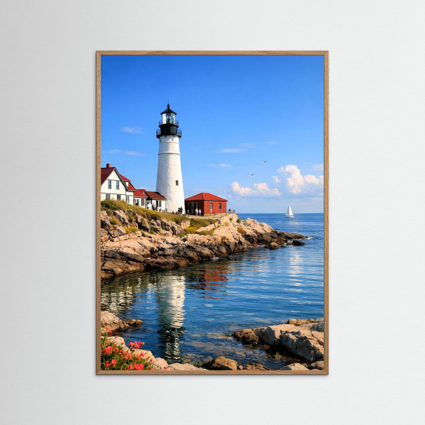 Poster Maritimer Leuchtturm an der Steilküste | Majestätisches Küsten Wandbild