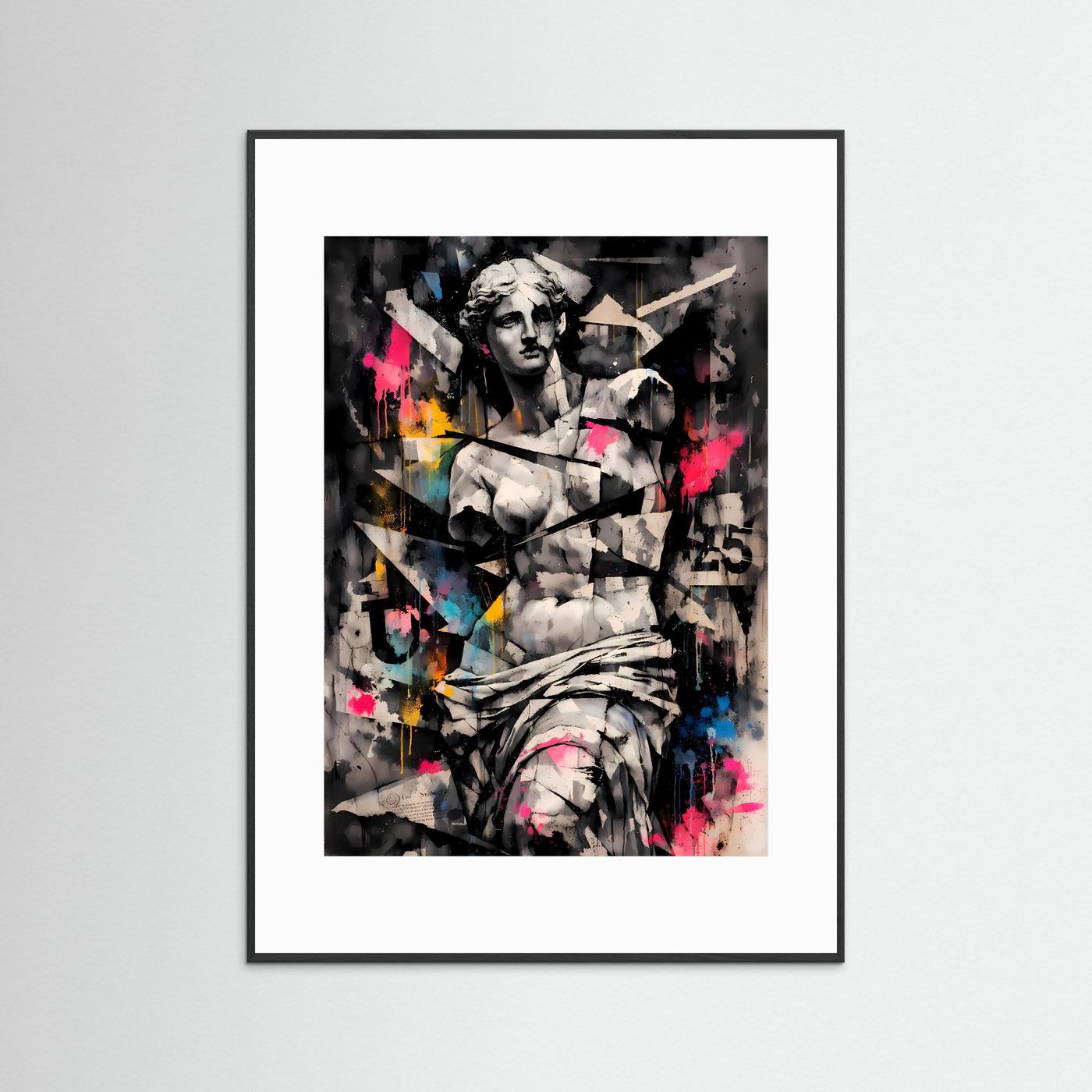 Antike trifft Street Art | Abstraktes Venus von Milo Skulpturen Poster mit Neon-Akzenten | Modernes Kunstposter Hochformat