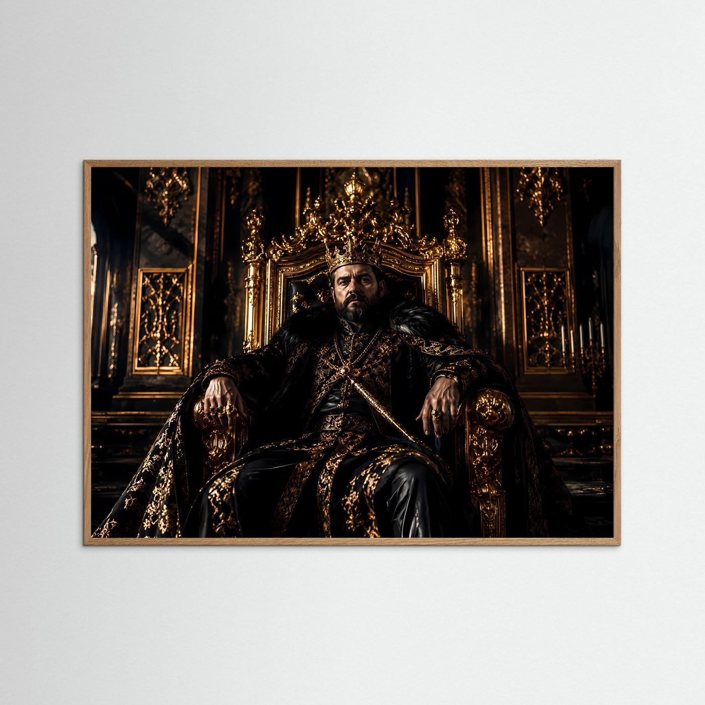 Mächtiger König auf goldenem Thron | Royaler Herrscher & Barock Poster
