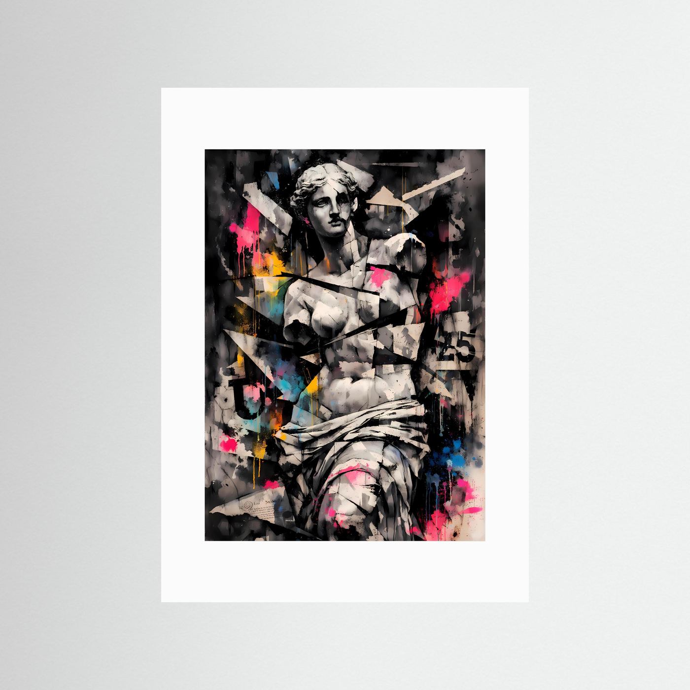 Antike trifft Street Art | Abstraktes Venus von Milo Skulpturen Poster mit Neon-Akzenten | Modernes Kunstposter Hochformat