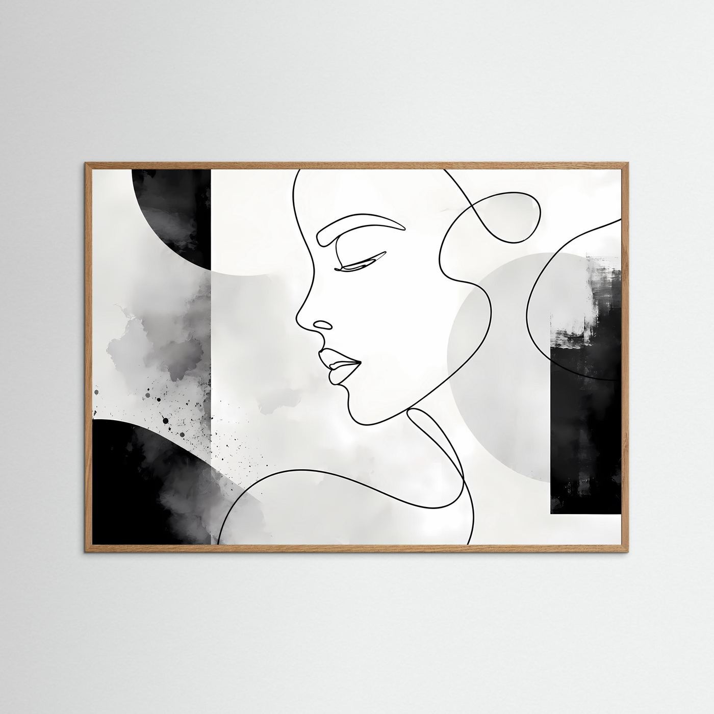Minimalistisches One Line Gesicht Wandbild | Schwarz Weiß Line Art Poster | Modernes Frauenportrait | Skandinavische Boho Kunst | Abstrakte Leinwand