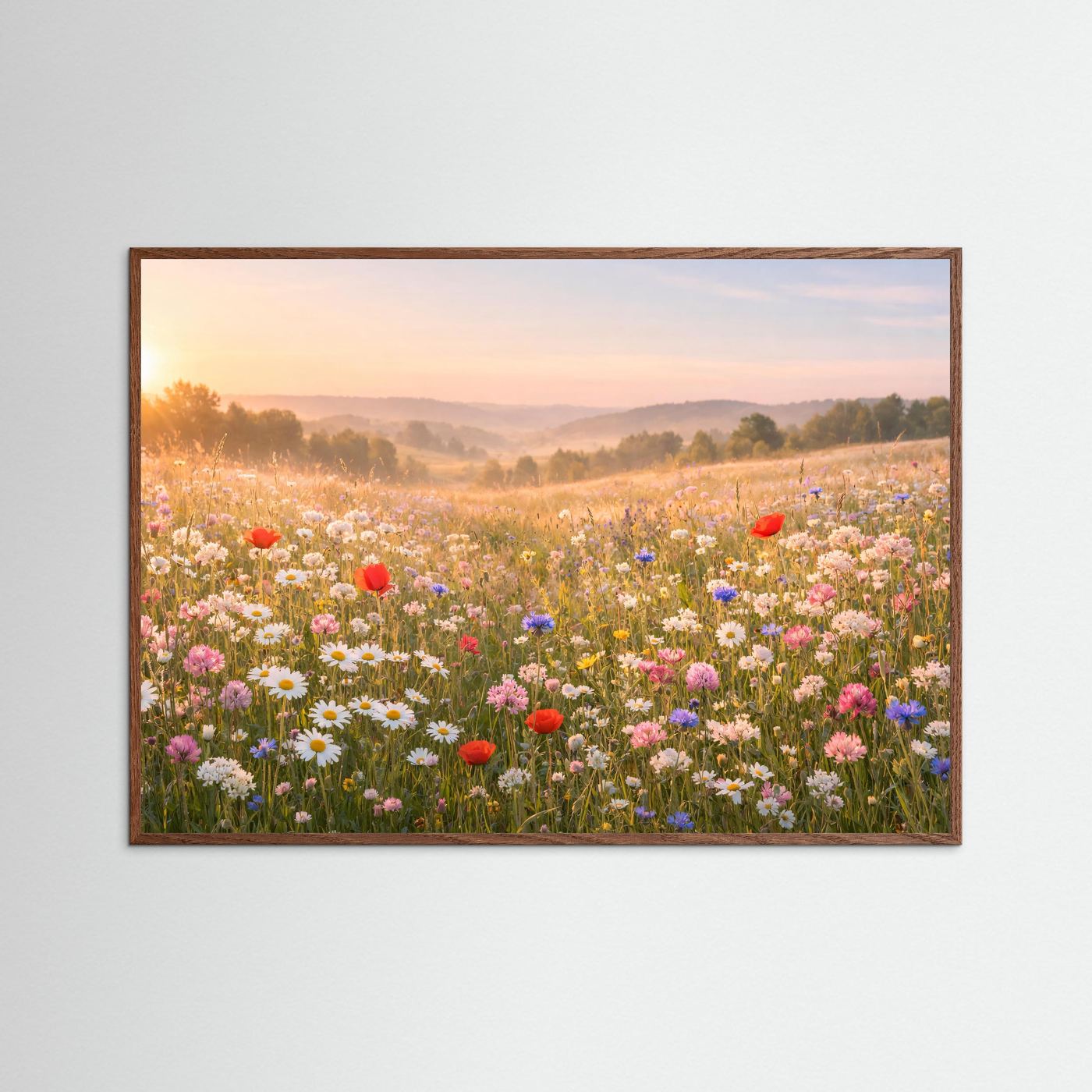 Blumenwiese im Morgenlicht | Sommer Naturposter Querformat