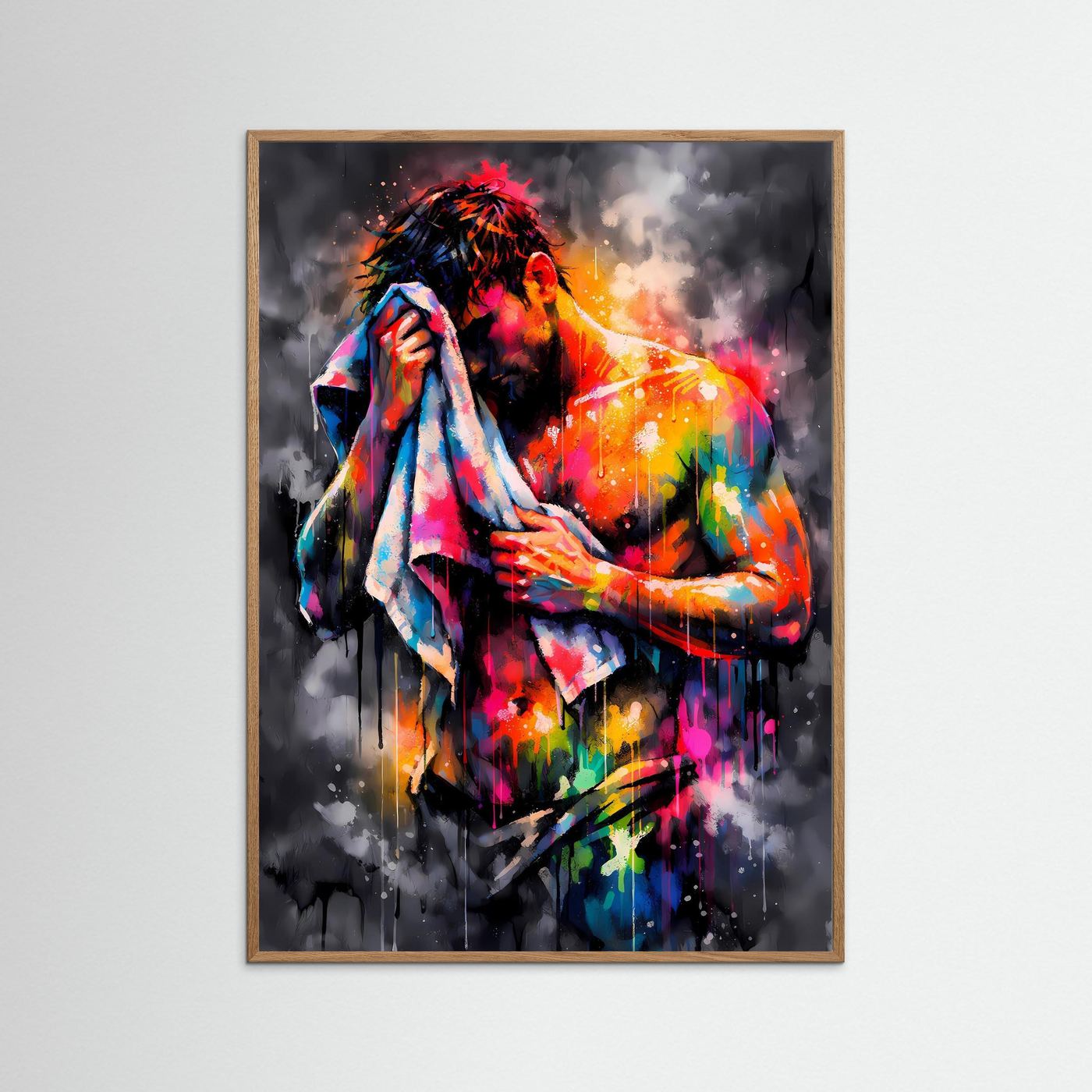 Nach dem Training | Abstraktes Fitness & Workout Poster mit Athleten-Silhouette | Modernes Kunstposter Hochformat