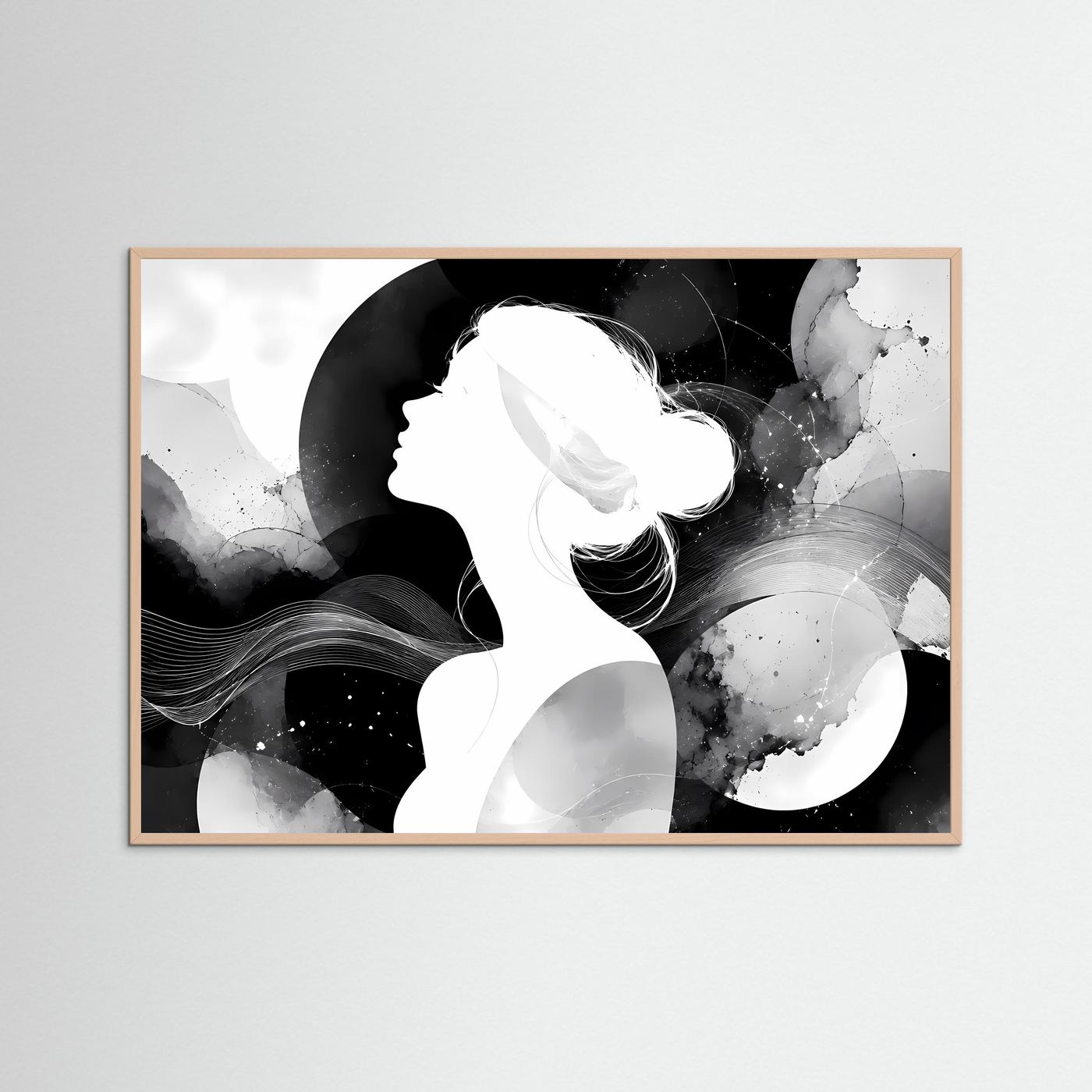 Abstrakte Frauen Silhouette Schwarz Weiß | Minimalistische Wandkunst | Modernes Line Art Poster | Elegante Monochrome Kunst | Zeitlose Leinwand