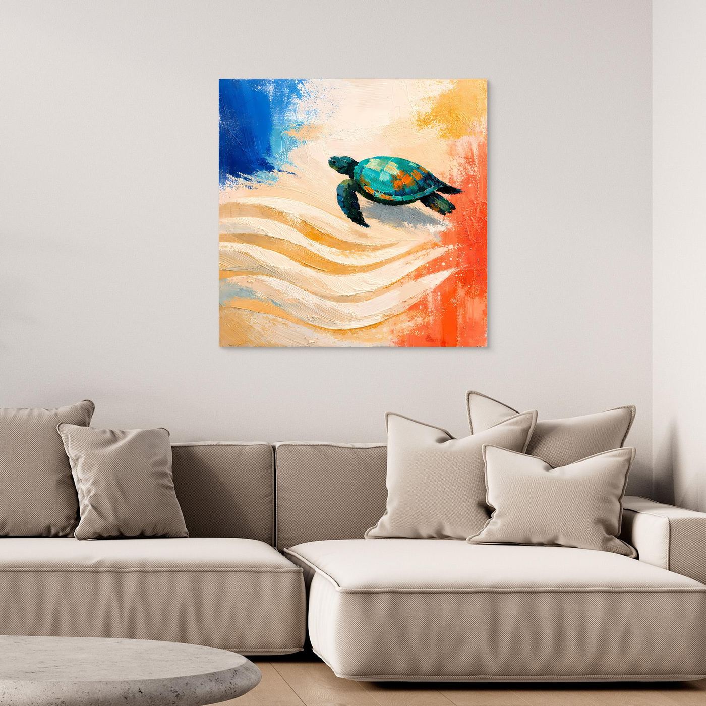 Leinwand Elegante Meeresschildkröte im Ozean | Abstraktes Strand & Meer Wandbild