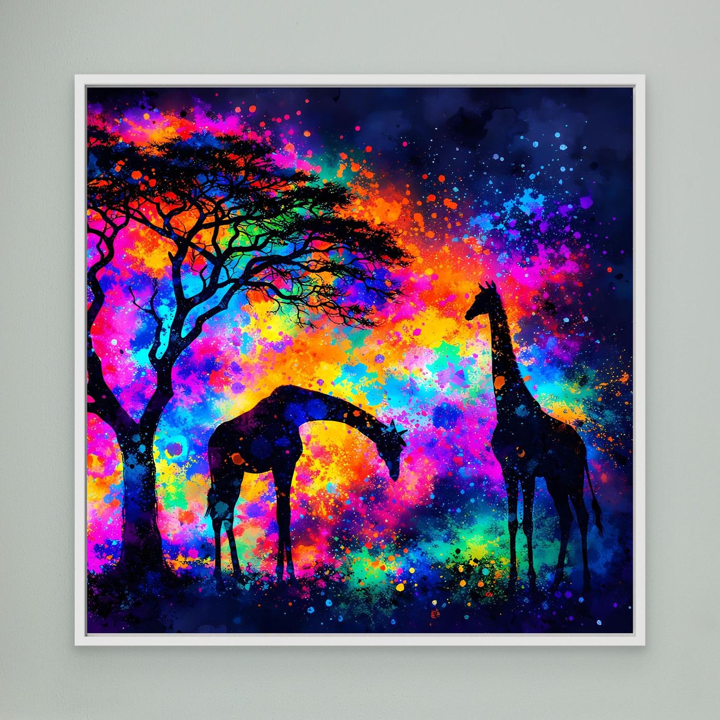 Leinwandbild Magische Afrikanische Savanne | Abstraktes Giraffen Wandbild auf Keilrahmen