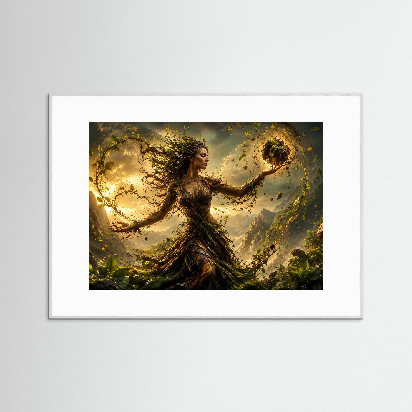 Naturgöttin Poster | Waldmagie Wandbild | Element Erde Kunst | Mystische Fantasy | Fine Art Print