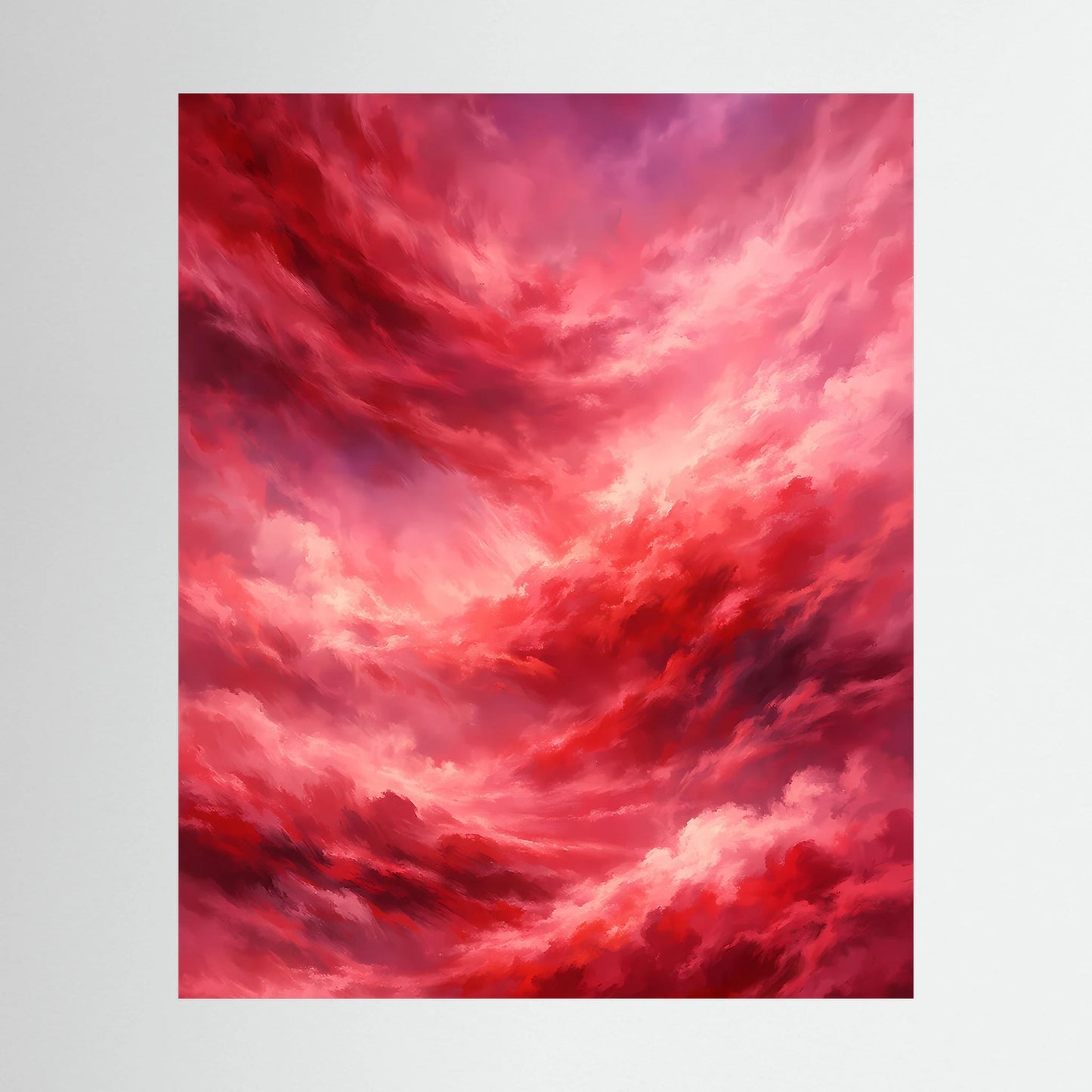 Hochformat-Poster mit roten Wolken und rosa Licht in abstrakter Himmelslandschaft