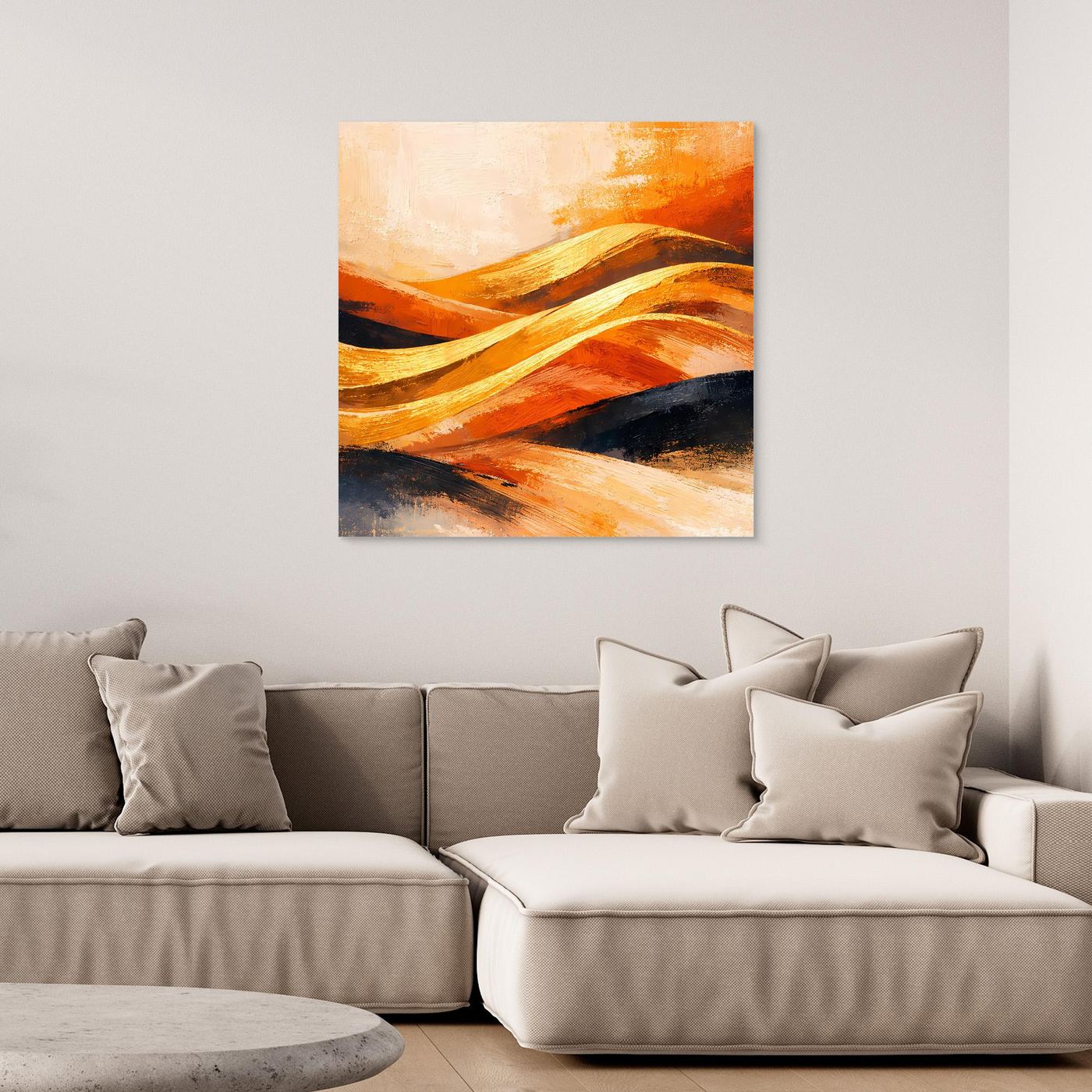 Leinwand Goldene Wüstendünen | Abstraktes Modern Art Landschafts Wandbild