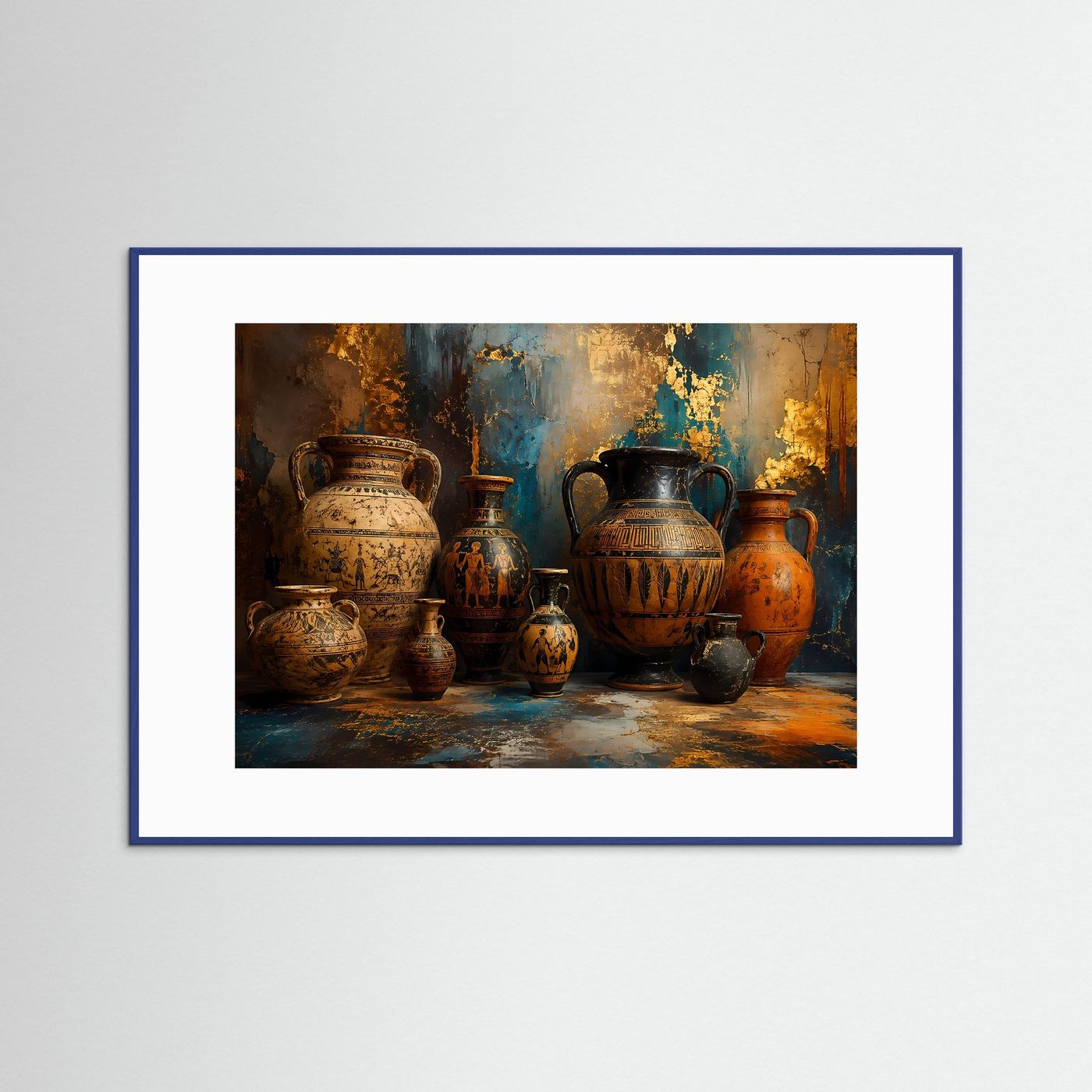 Antike Amphoren Poster | Griechische Keramik Wandbild | Mediterrane Kunst | Historische Vasen Stillleben | Moderne Fine Art Wanddekoration | Premium Print