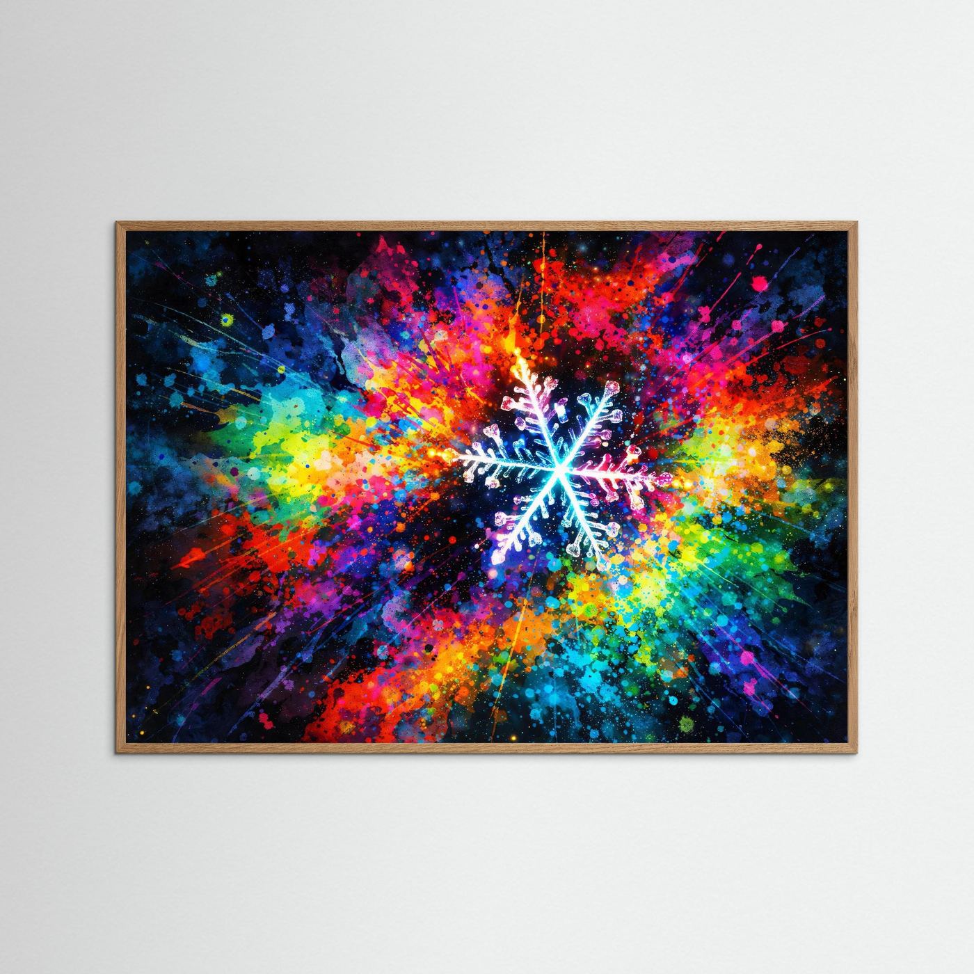 Farbenfrohe Schneeflocke Expressionismus | Bunt & Abstrakt Winter Kunst Poster Querformat