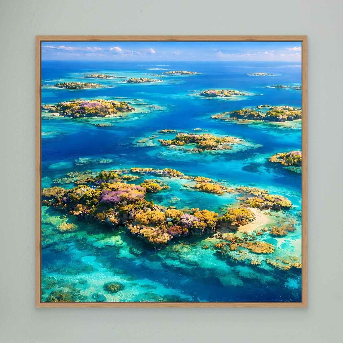 Leinwandbild Paradiesische Inselwelt | Tropisches Atoll Wandbild auf echtem Holzkeilrahmen