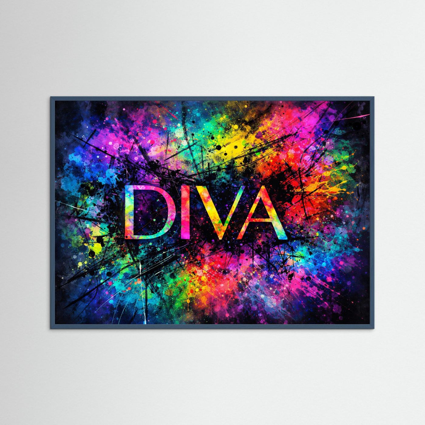 Poster Abstraktes DIVA Schriftzug Wandbild | Magisches Pop Art Typografie Poster
