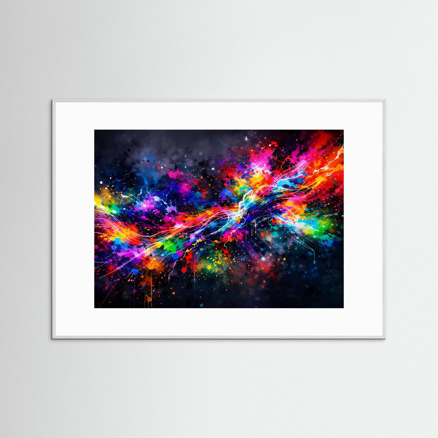 Abstrakte Farbexplosion im Splash Style | Modernes Kunst Poster Querformat