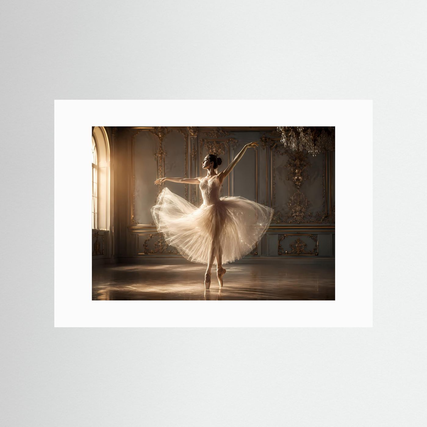 Elegante Ballerina im Barocksaal | Klassischer Tanz & Eleganz Poster